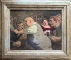 Barroom Calm and Barroom Brawl, a pair of paintings