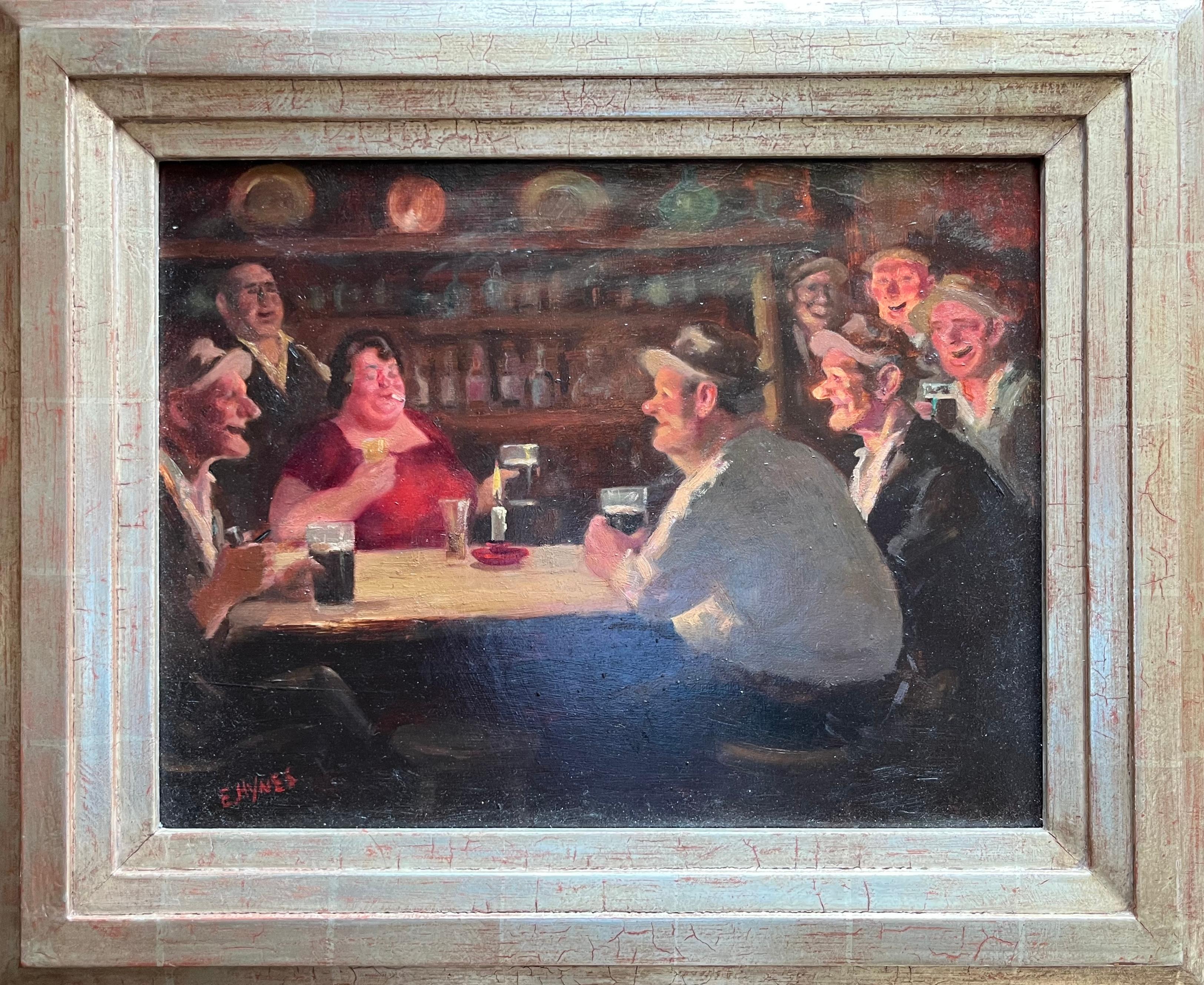 Interior Painting Edward Sylvester Hynes - Barroom Calm and Barroom Brawl, deux tableaux
