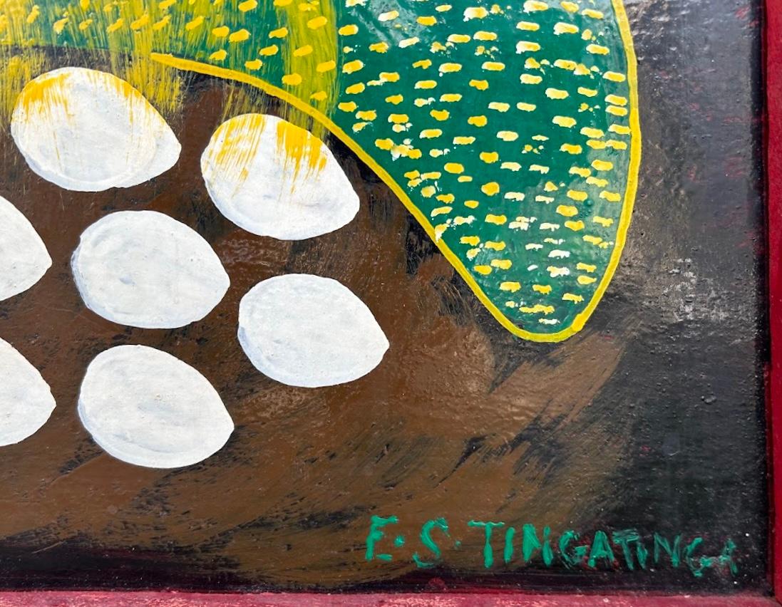 Uccello con uova - Painting di Edward Tingatinga