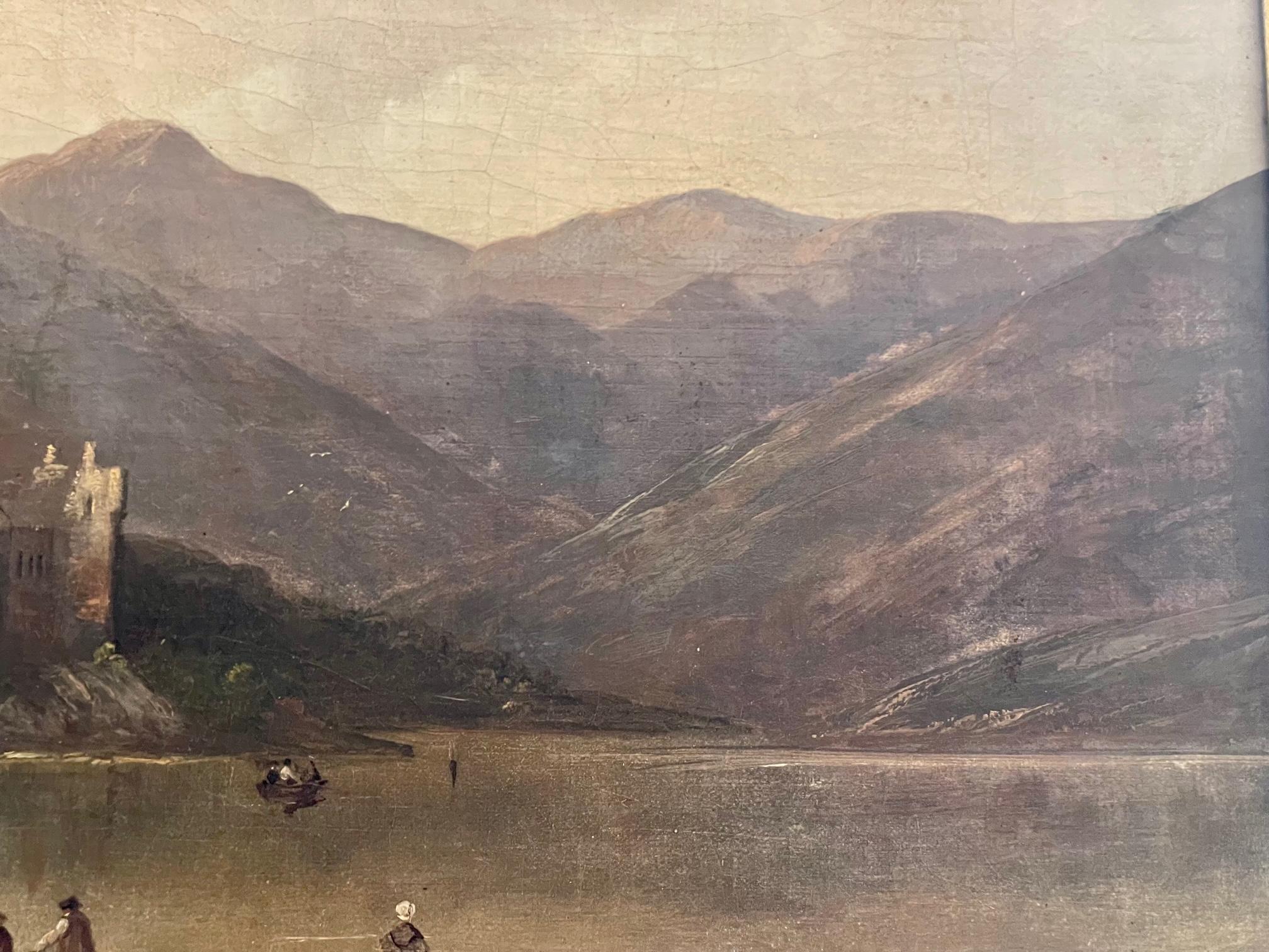 Loch Awe e il Castello di Kilchurn - Landscape Painting Marrone di Edward Train