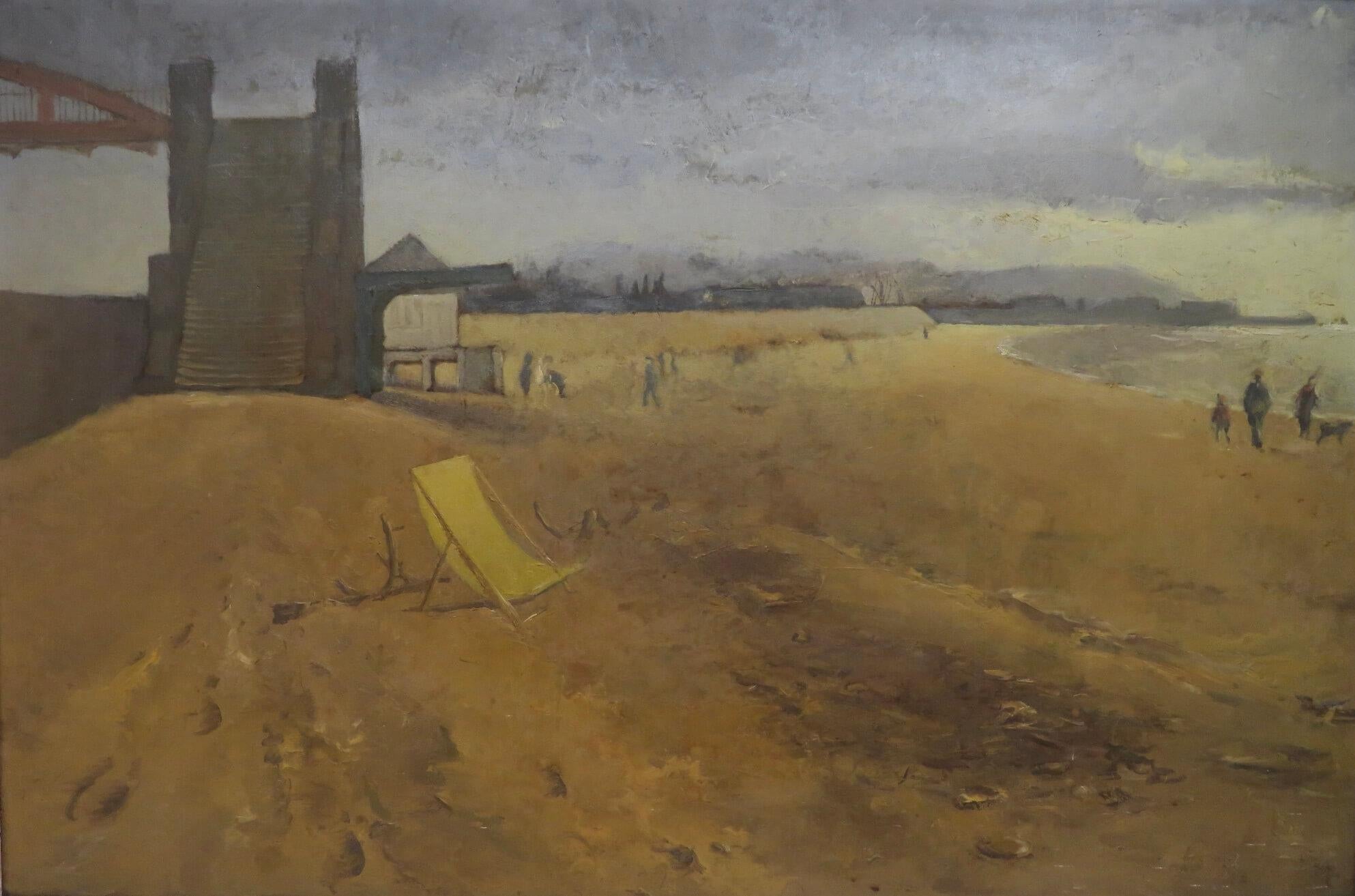 EDWARD TRANTER (1931-2012) WELSH VINTAGE LARGE SCENE DE PLAGE Peinture à l'huile SWANSEA - Painting de Edward Tranter