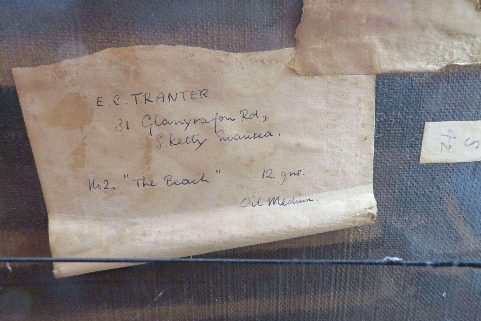 EDWARD TRANTER (1931-2012) WELSH VINTAGE LARGE SCENE DE PLAGE Peinture à l'huile SWANSEA en vente 1