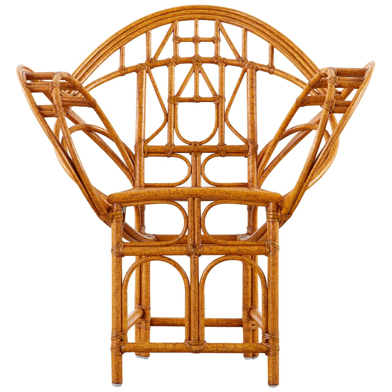 Edward Tuttle for McGuire Bamboo Rattan Butterfly Chair