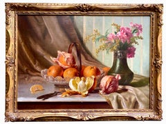 Antique Edward Van Ryswyck, 1871 – 1931, Belgian Painter, Still Life with Oranges