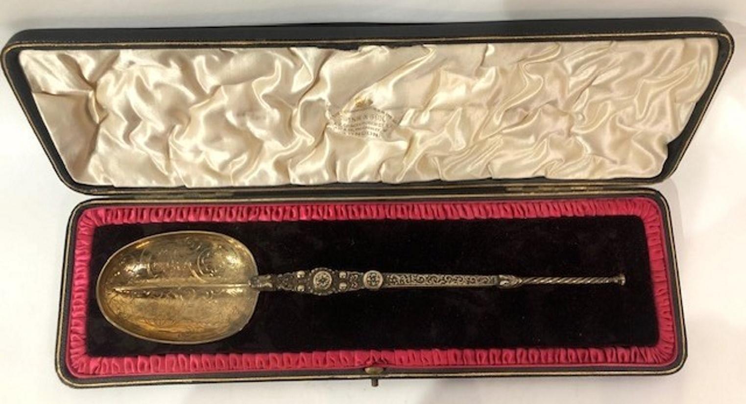 Cuchara de plata dorada conmemorativa de la Coronación de Eduardo VII por J. Wilmot, 1902 en Bueno estado para la venta en New York, NY