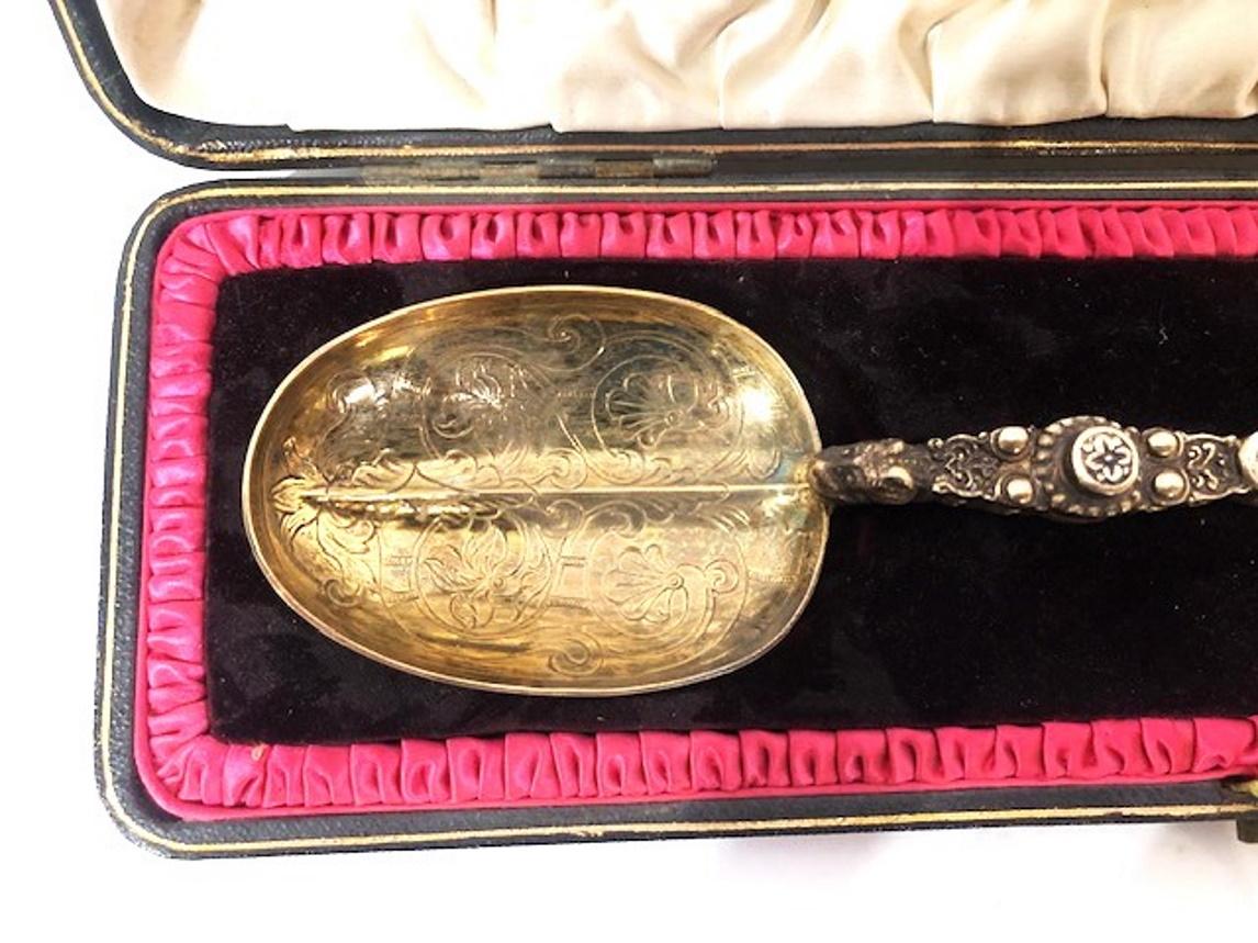 Cuchara de plata dorada conmemorativa de la Coronación de Eduardo VII por J. Wilmot, 1902 principios del siglo XX en venta
