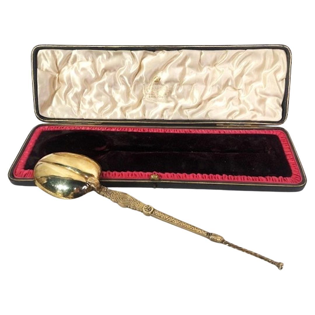 Cuchara de plata dorada conmemorativa de la Coronación de Eduardo VII por J. Wilmot, 1902 en venta