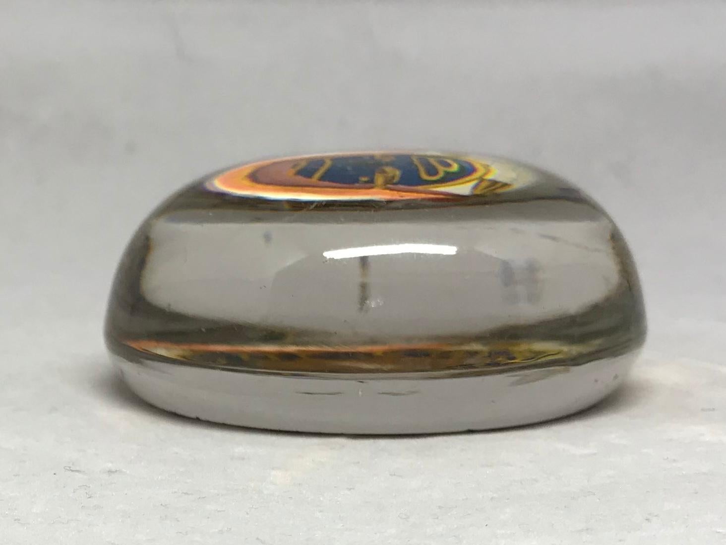 English Edward VII Glass Paperweight For Sale