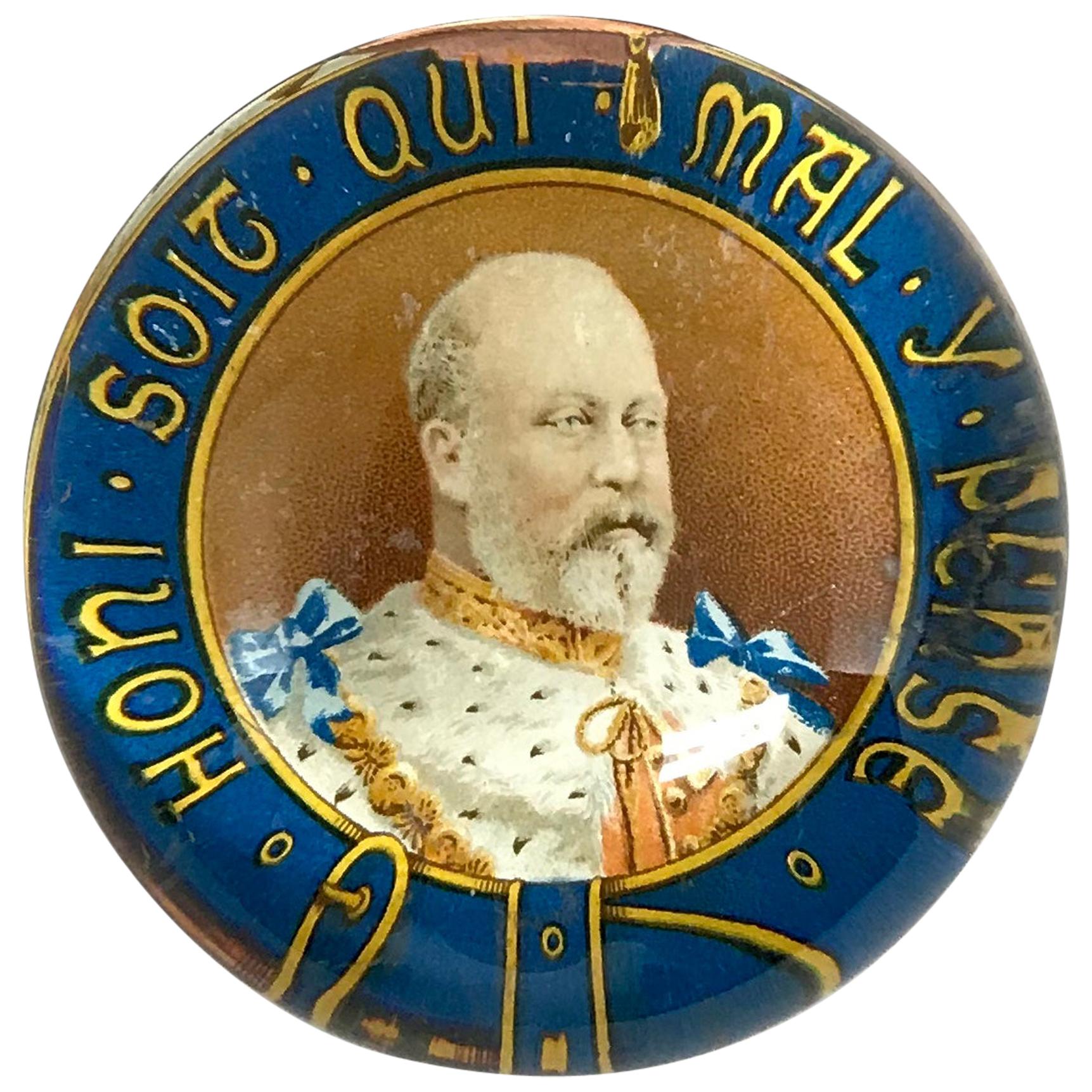 Edward VII Glass Paperweight For Sale