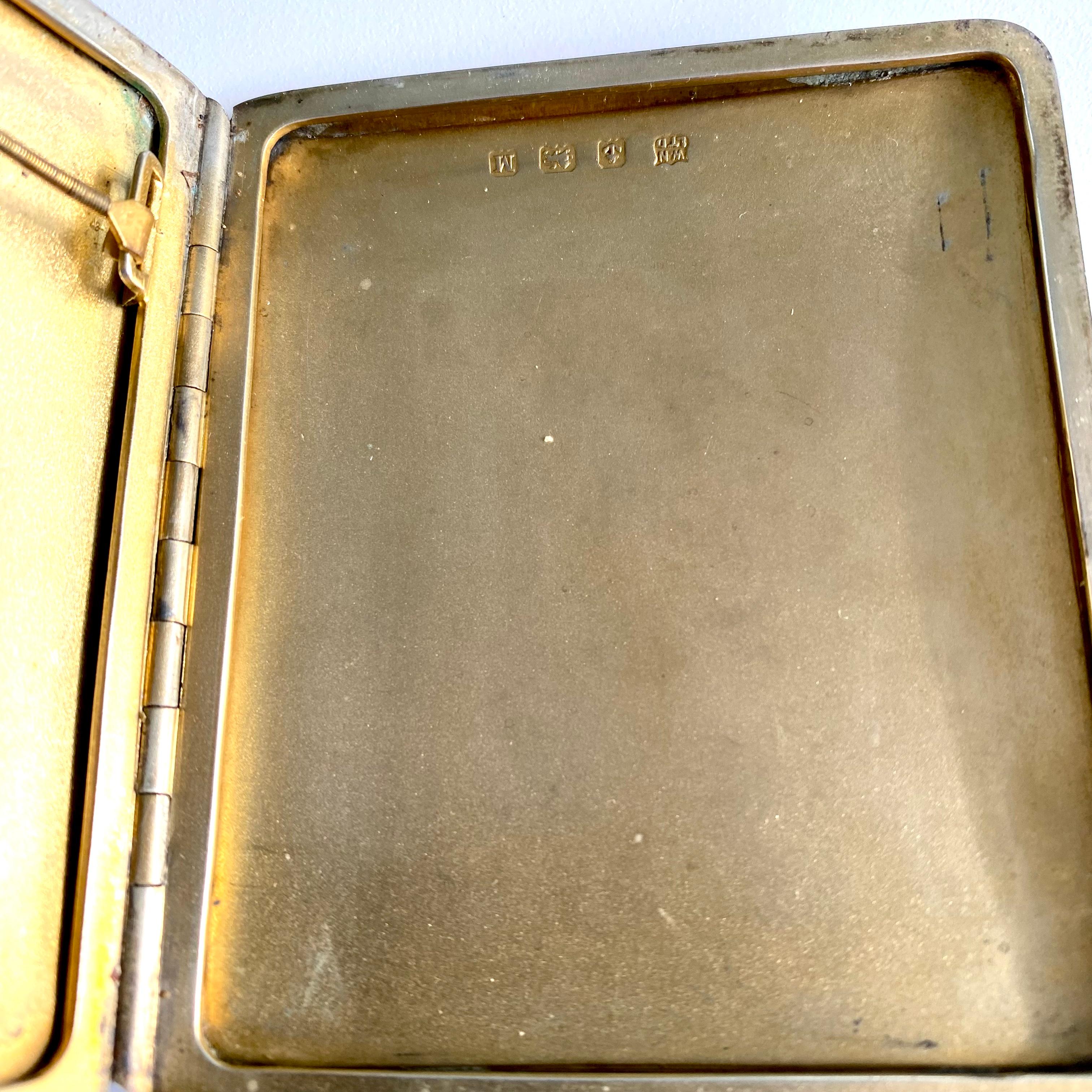 Estuche para cigarrillos Eduardo VIII de plata con esmalte guilloché azul de 3,25 pulgadas Wm Neal 1936  en Bueno estado para la venta en New York, NY