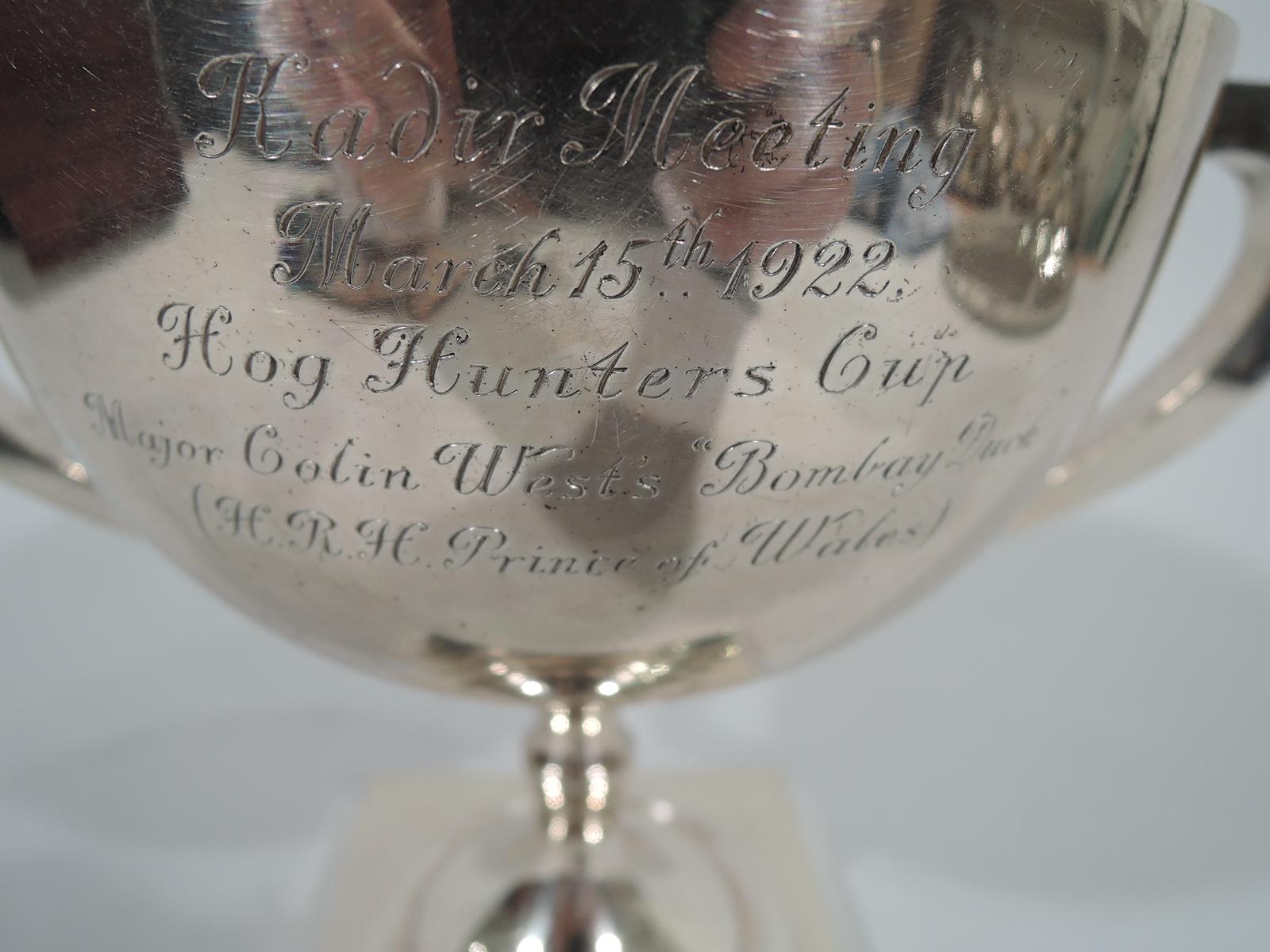 Edwardian Edward VIII's Trophy Cup for Raj Indian Pukka-Sahib Pig-Sticking Race