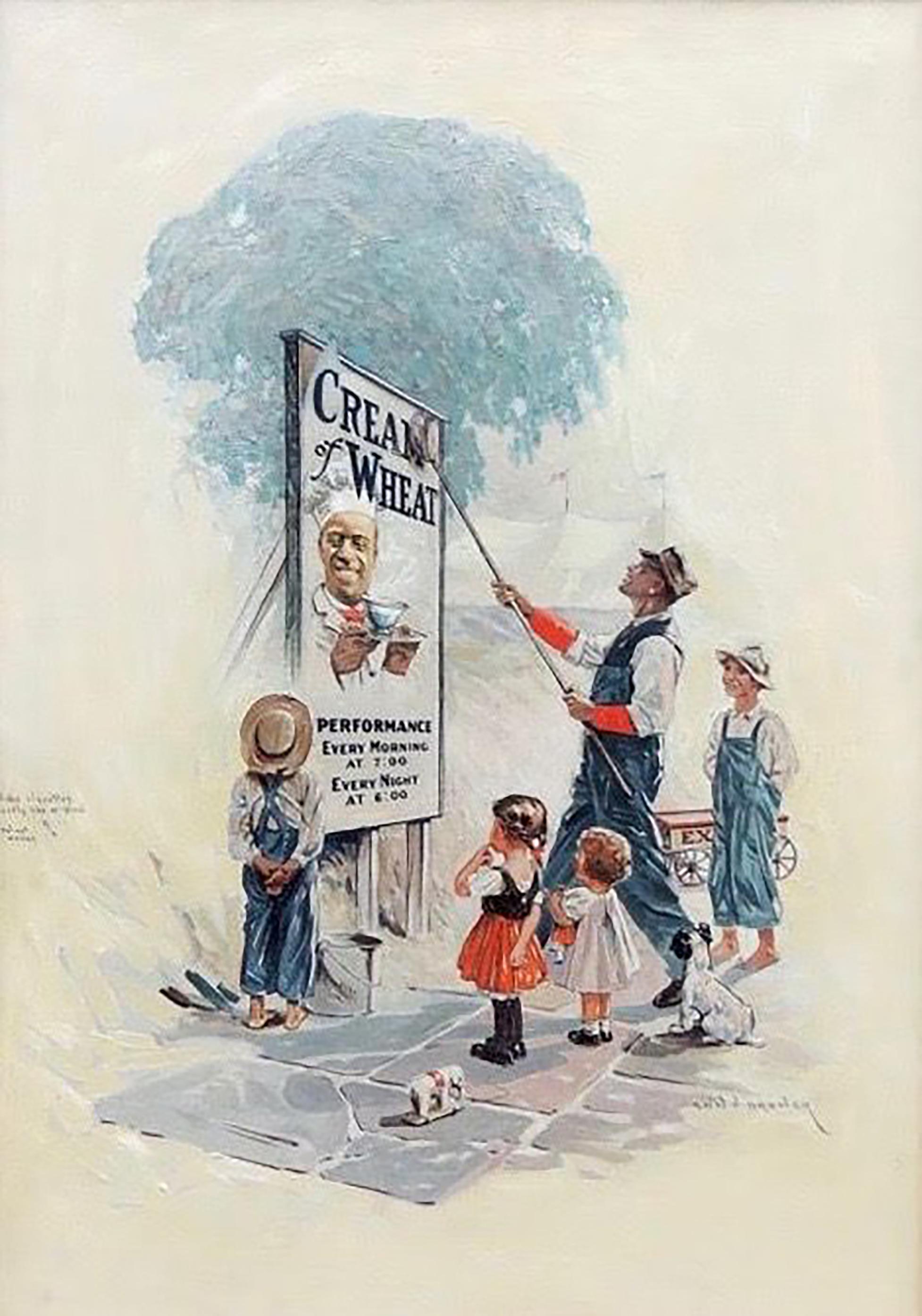 Edward Brewer Landscape Painting - "Circus Day, " Cream of Wheat Advertisement, Saturday Evening Post, 1923