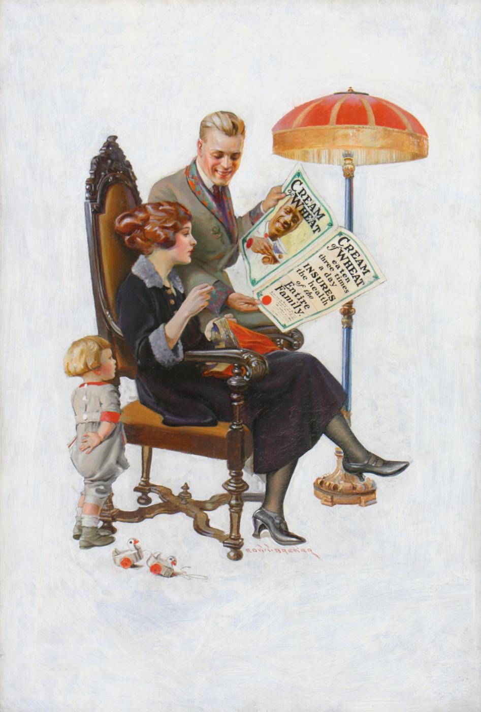 Figurative Painting di Edward Brewer - Annuncio della polizza sanitaria familiare Cream of Wheat
