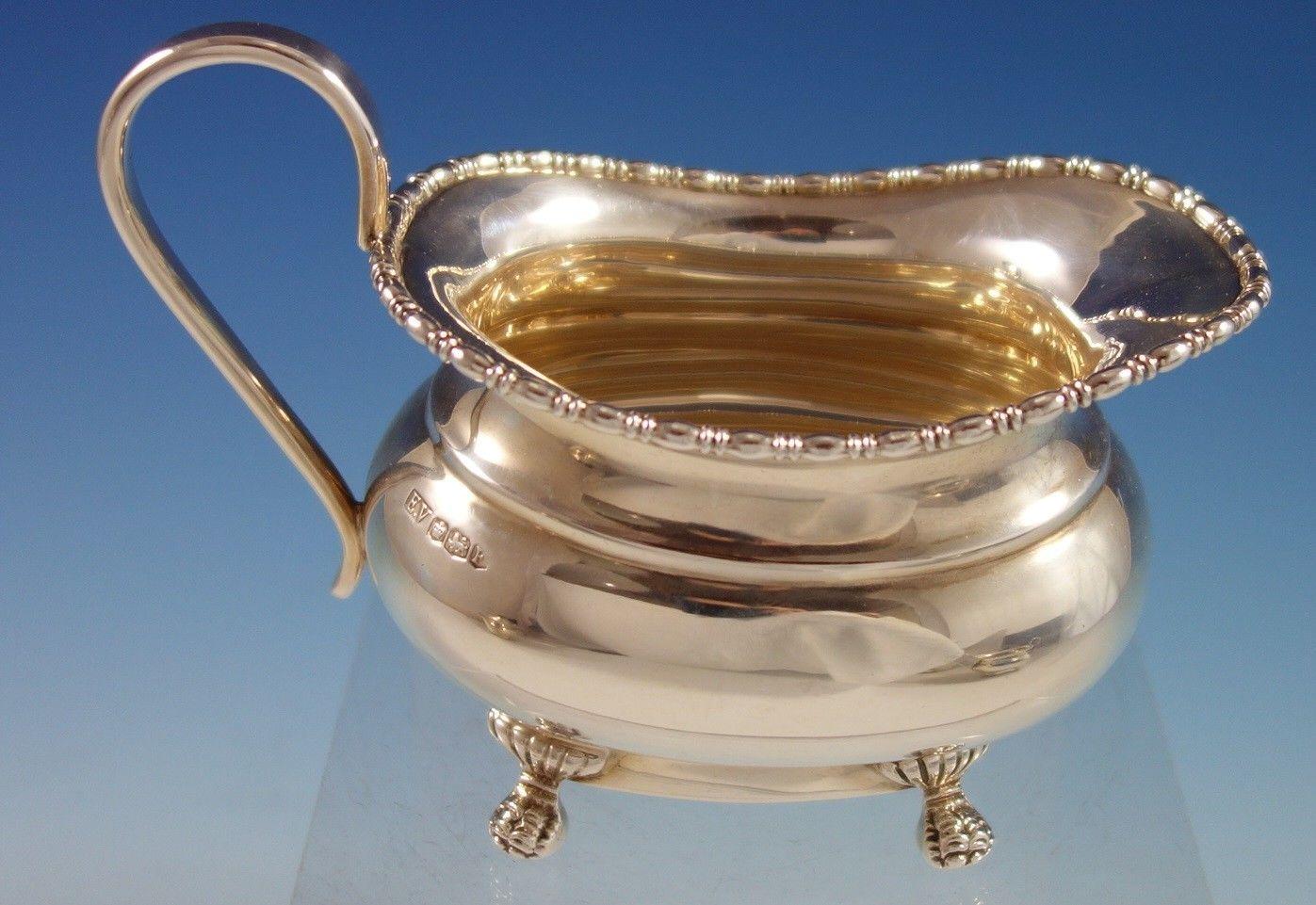 Anglais Service à thé de 4 pièces en argent sterling anglais avec ébène sculpté Edward Viners