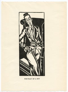 "Portrait of a Boy (Rupert Doone)" original woodcut