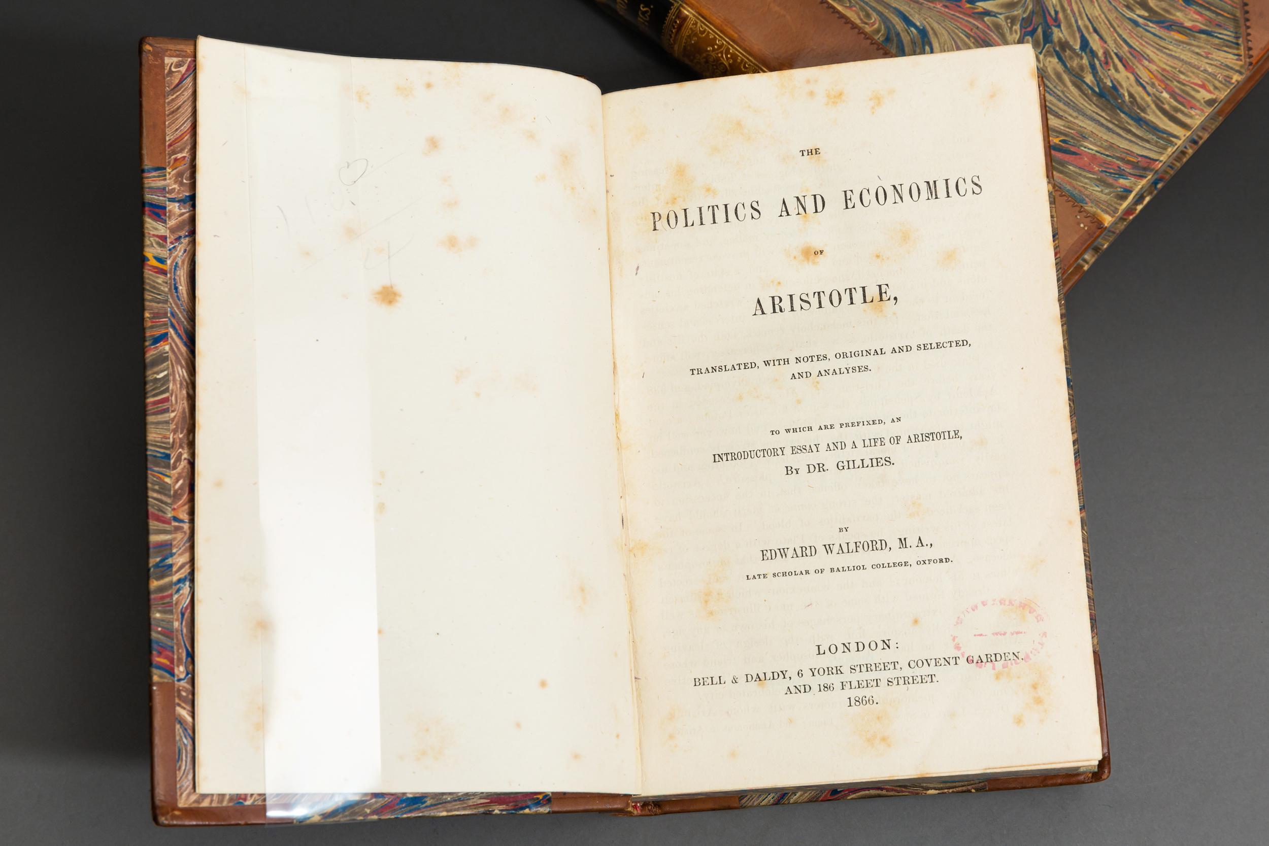 Mid-19th Century Edward Walford and R.W. Browne, Aristotle’s Politics, Economics and Ethics