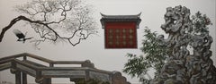 Poetic & Romantic Suzhou Garden & bird and rock portrayed in conceptual style