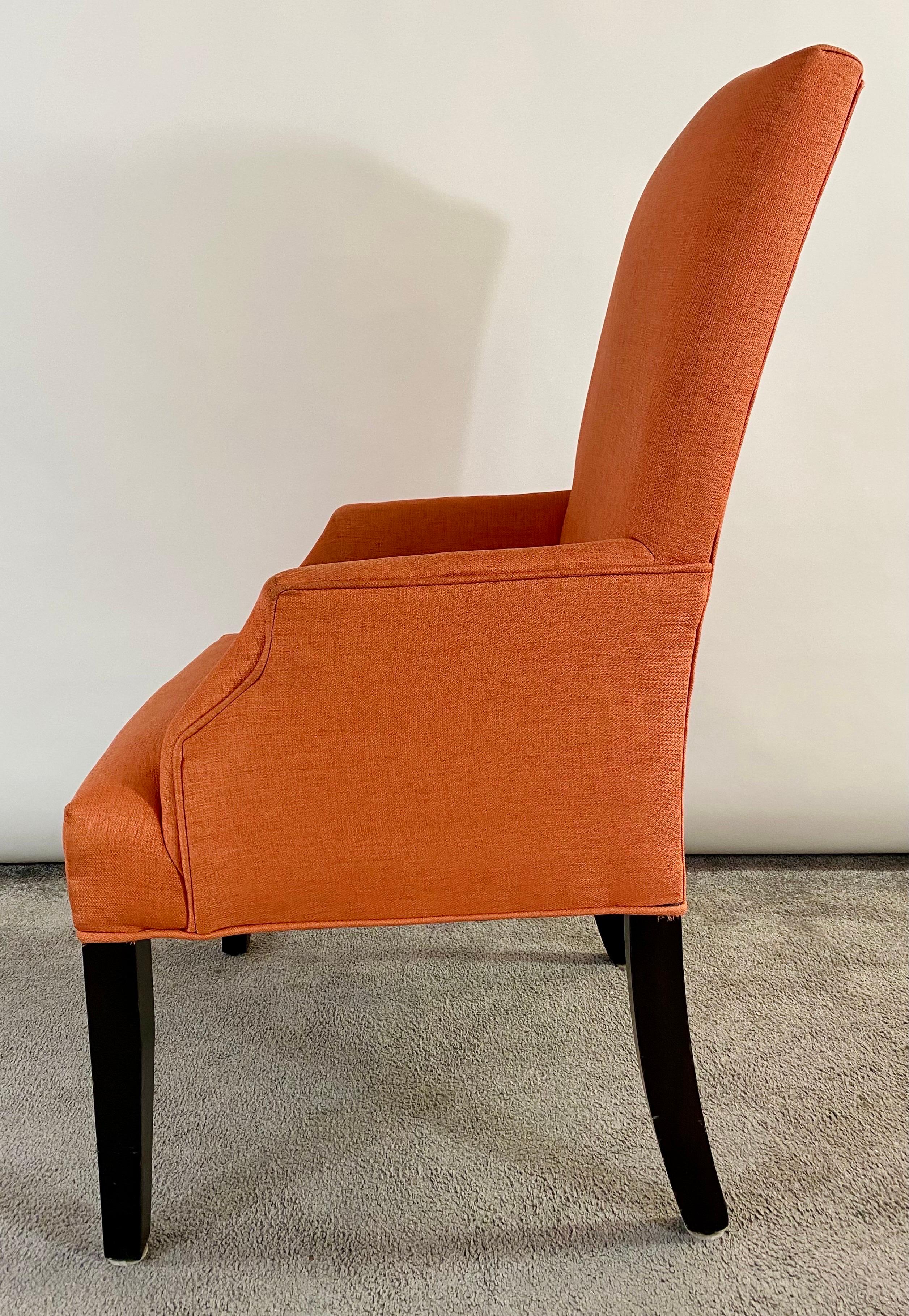 Edward Wormly Style Lounge or Side Chairs in Orange Hermes Upholstery, Pair  4