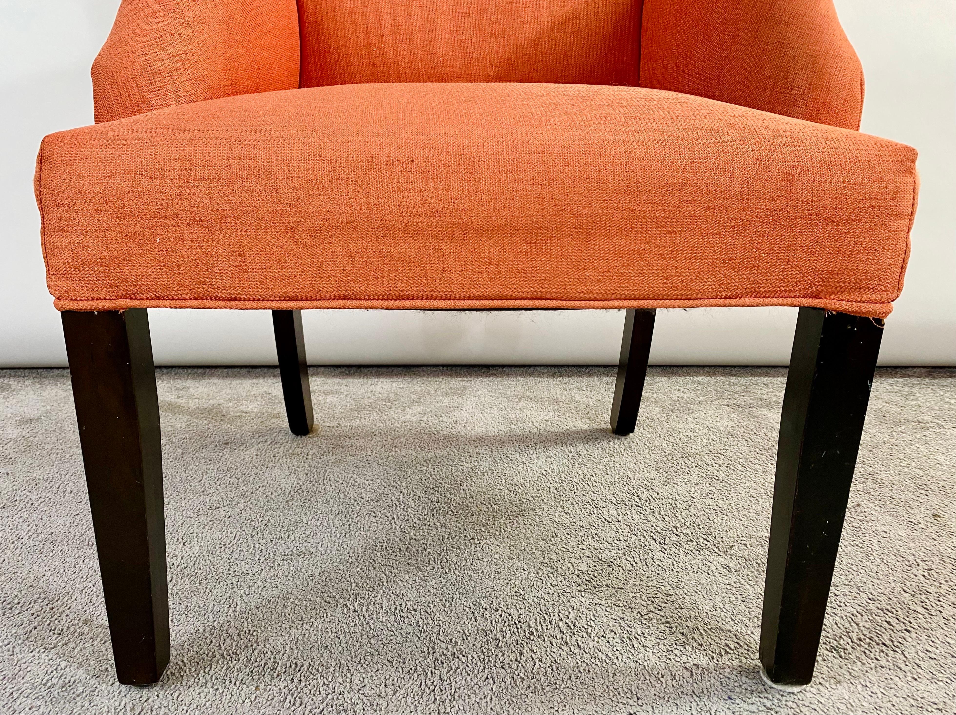 Edward Wormly Style Lounge or Side Chairs in Orange Hermes Upholstery, Pair  6
