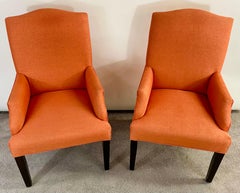 Edward Wormly Style Lounge or Side Chairs in Orange Hermes Upholstery, Pair