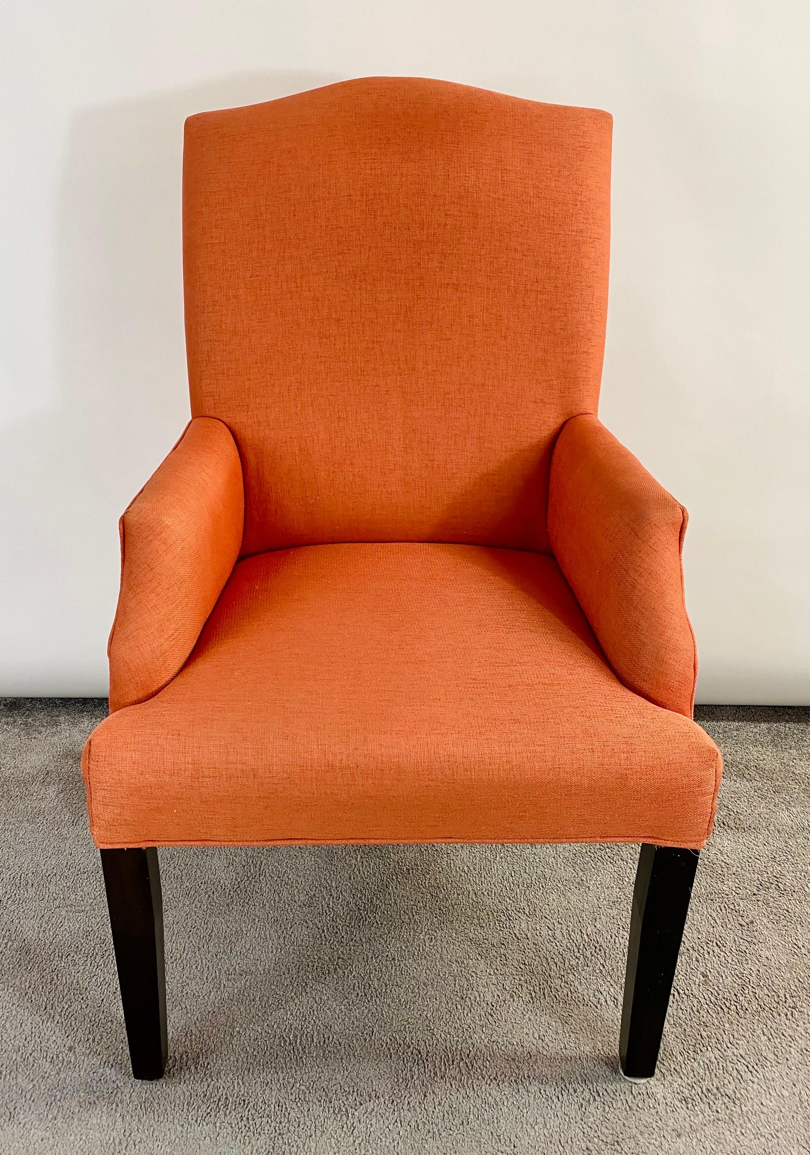 Mid-Century Modern Edward Wormly Style Lounge or Side Chairs in Orange Hermes Upholstery, Pair 