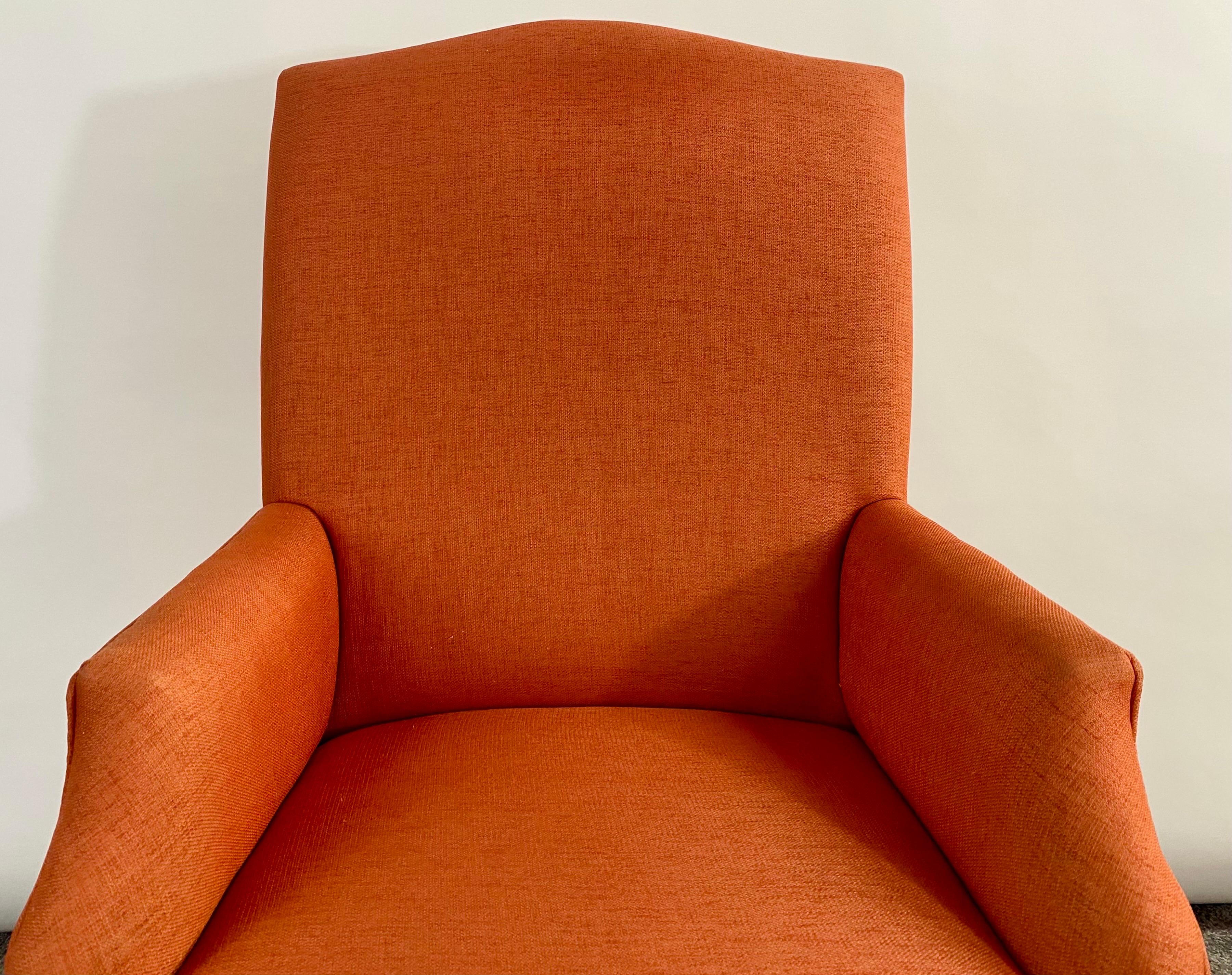 American Edward Wormly Style Lounge or Side Chairs in Orange Hermes Upholstery, Pair 