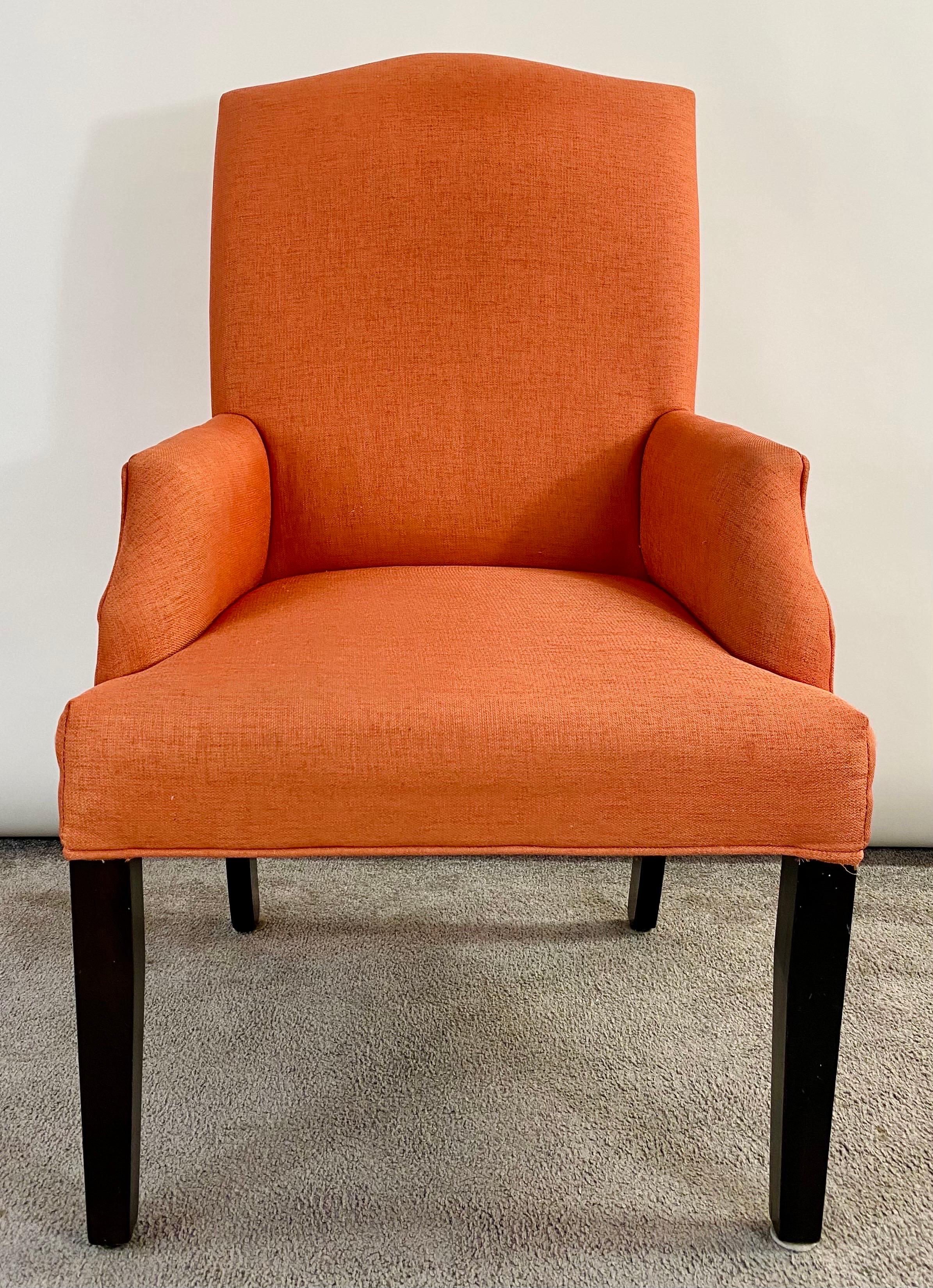 Edward Wormly Style Lounge or Side Chairs in Orange Hermes Upholstery, Pair  In Good Condition In Plainview, NY
