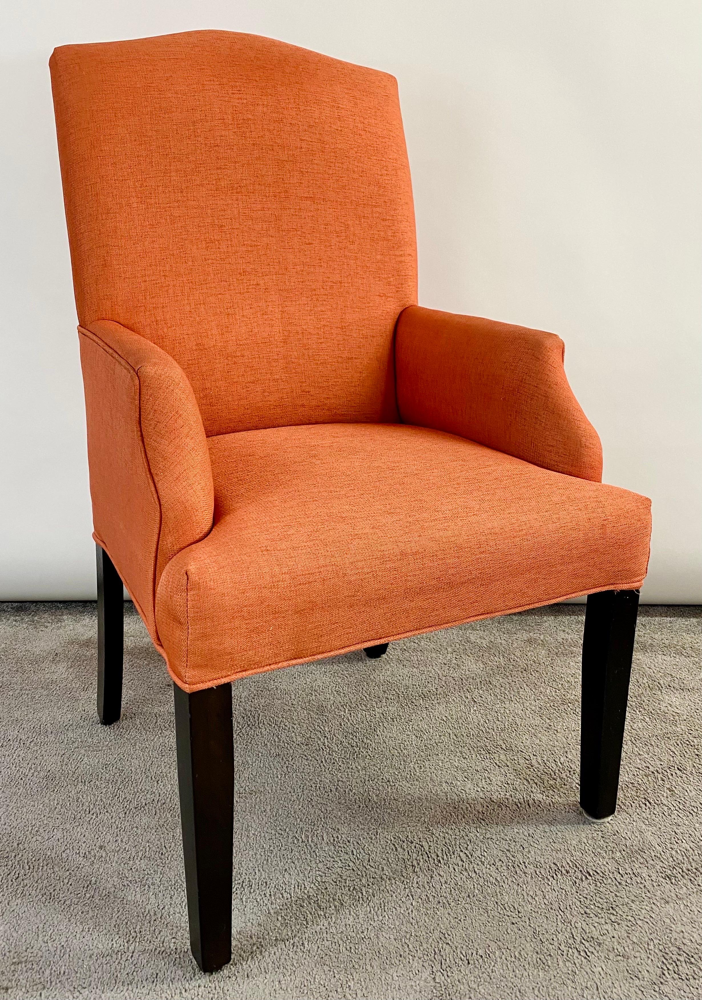 20th Century Edward Wormly Style Lounge or Side Chairs in Orange Hermes Upholstery, Pair 