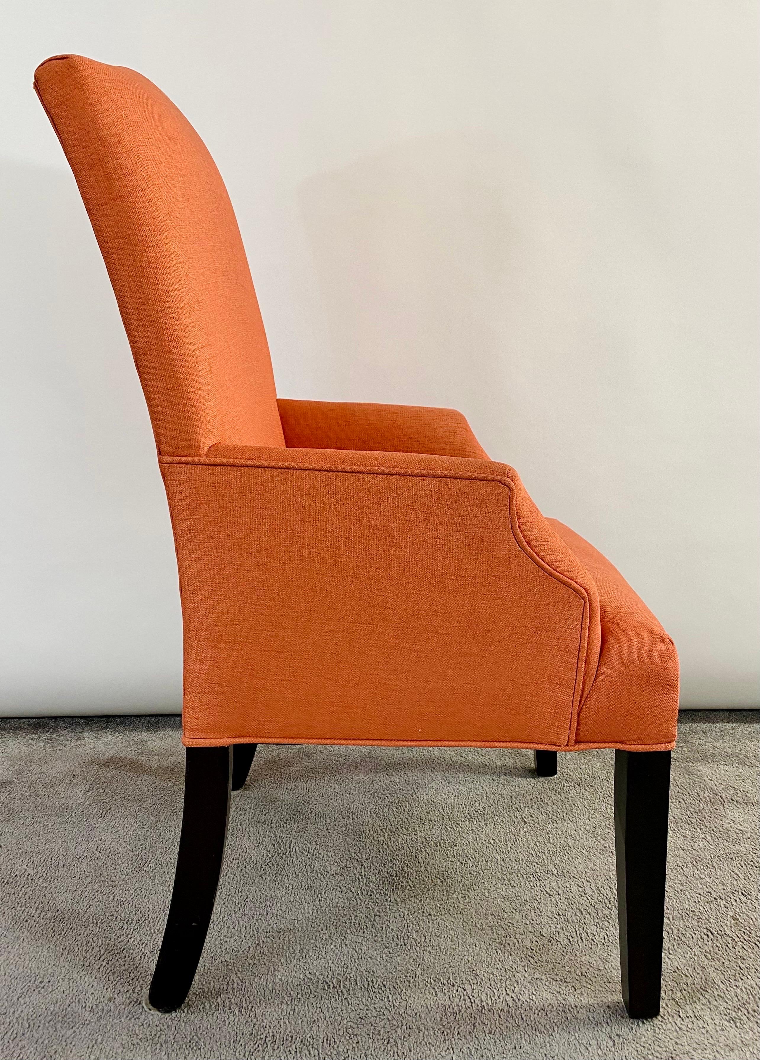 Edward Wormly Style Lounge or Side Chairs in Orange Hermes Upholstery, Pair  2