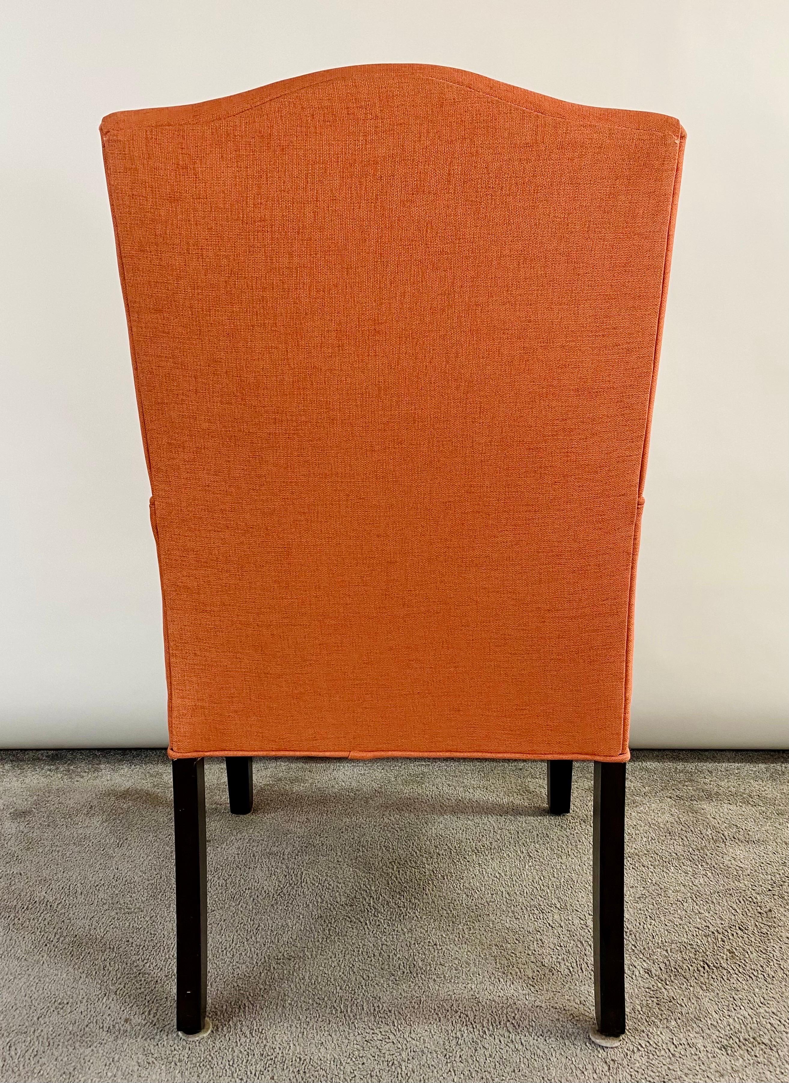 Edward Wormly Style Lounge or Side Chairs in Orange Hermes Upholstery, Pair  3