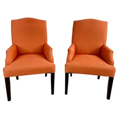 Vintage Edward Wormly Style Lounge or Side Chairs in Orange Hermes Upholstery, Pair 