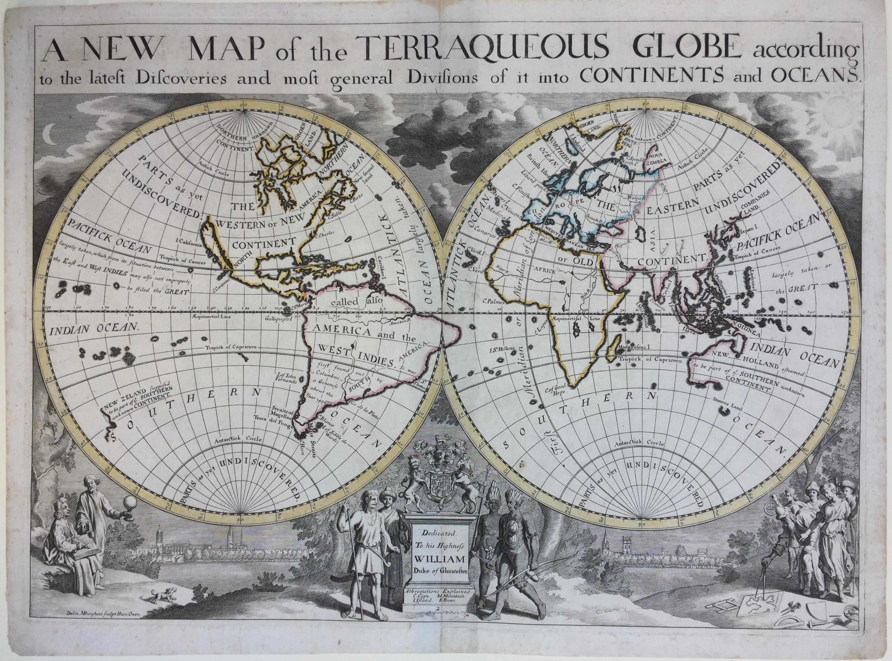 New Map of the Terraqueous Globe – WORLD MAP – CALIFORNIA AS AN ISLAND – Print von Edward Wells