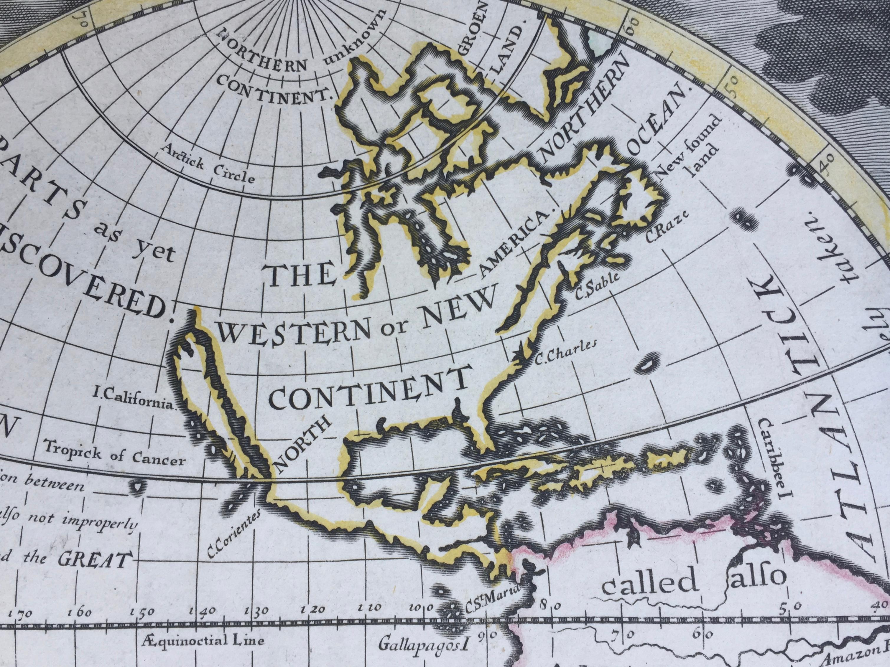 New Map of the Terraqueous Globe – WORLD MAP – CALIFORNIA AS AN ISLAND (Grau), Landscape Print, von Edward Wells