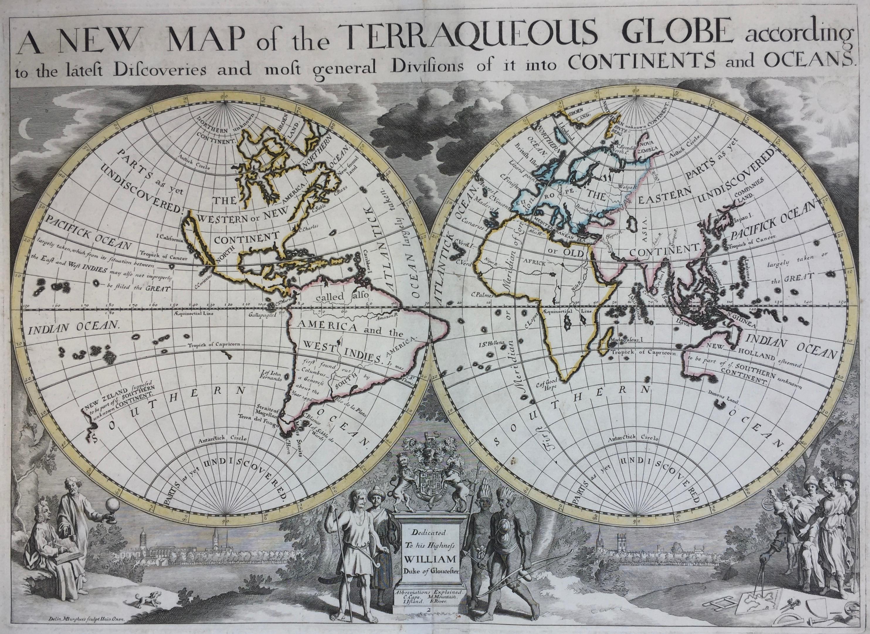 Vintage Map Sive Terrarum Orbis 1696 Planisphaerium Terrestre 