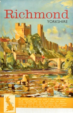 Affiche rétro originale de voyage en chemin de fer, Richmond, Yorkshire, British Rail, Swaledale
