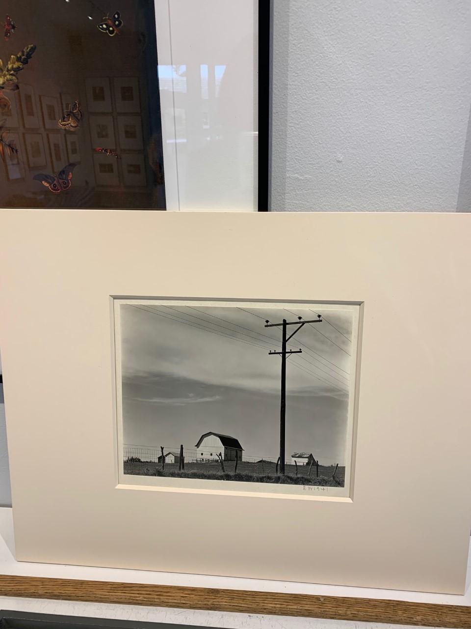 Edward Weston Black and White Photograph - Untitled, Barn and Telephone Poles