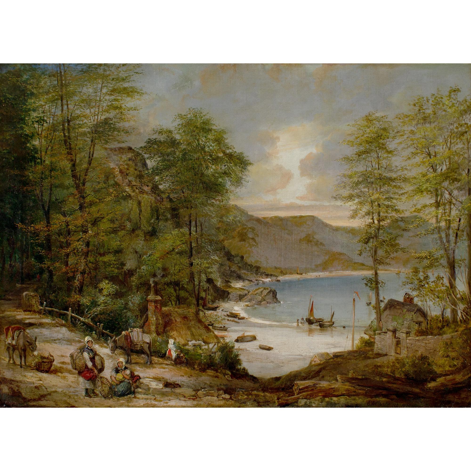 Edward William Cooke RA, West-Country Cove With Cottages, Family & Donkeys For Sale 1