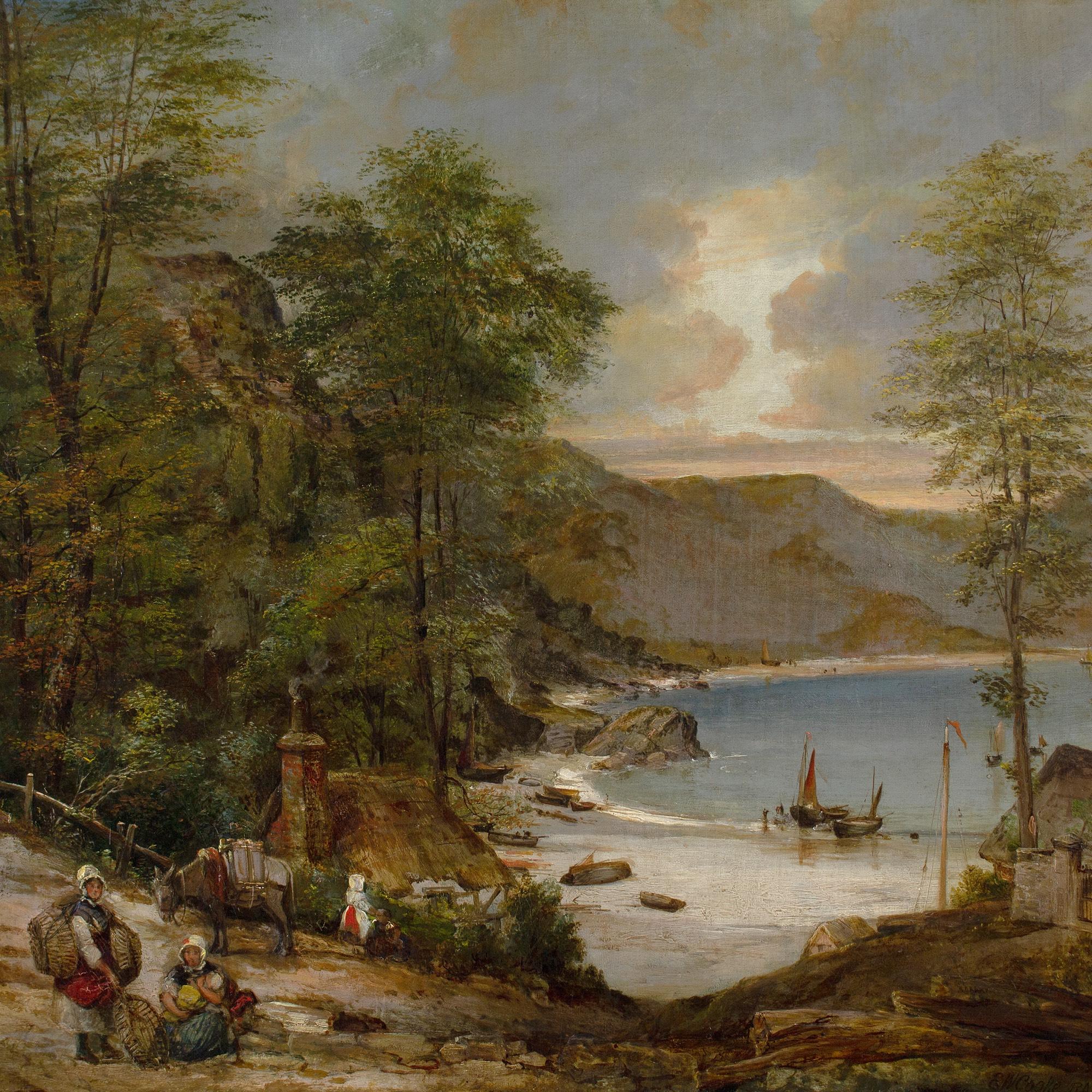 Edward William Cooke RA, West-Country Cove With Cottages, Family & Donkeys For Sale 5