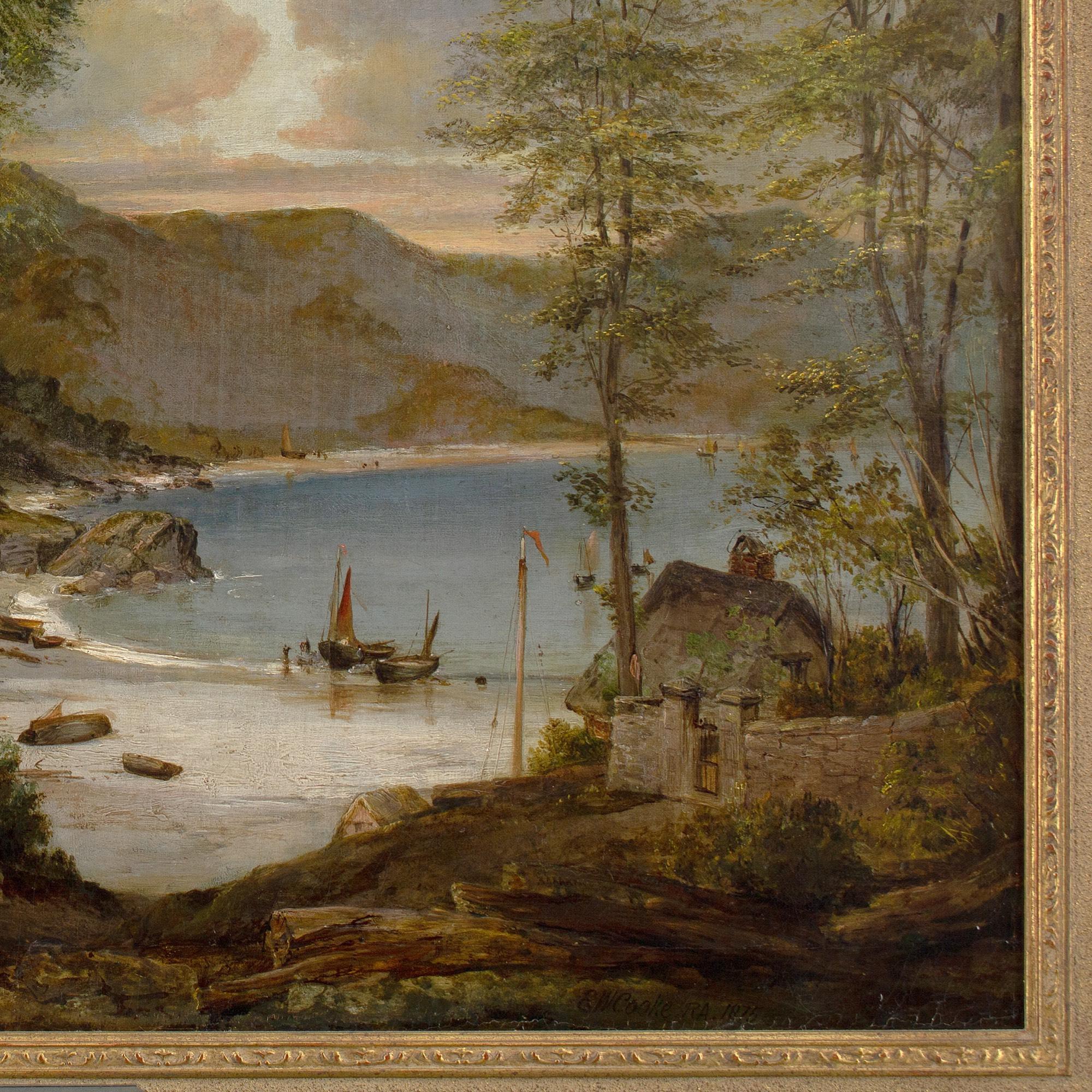 Edward William Cooke RA, West-Country Cove With Cottages, Family & Donkeys For Sale 8