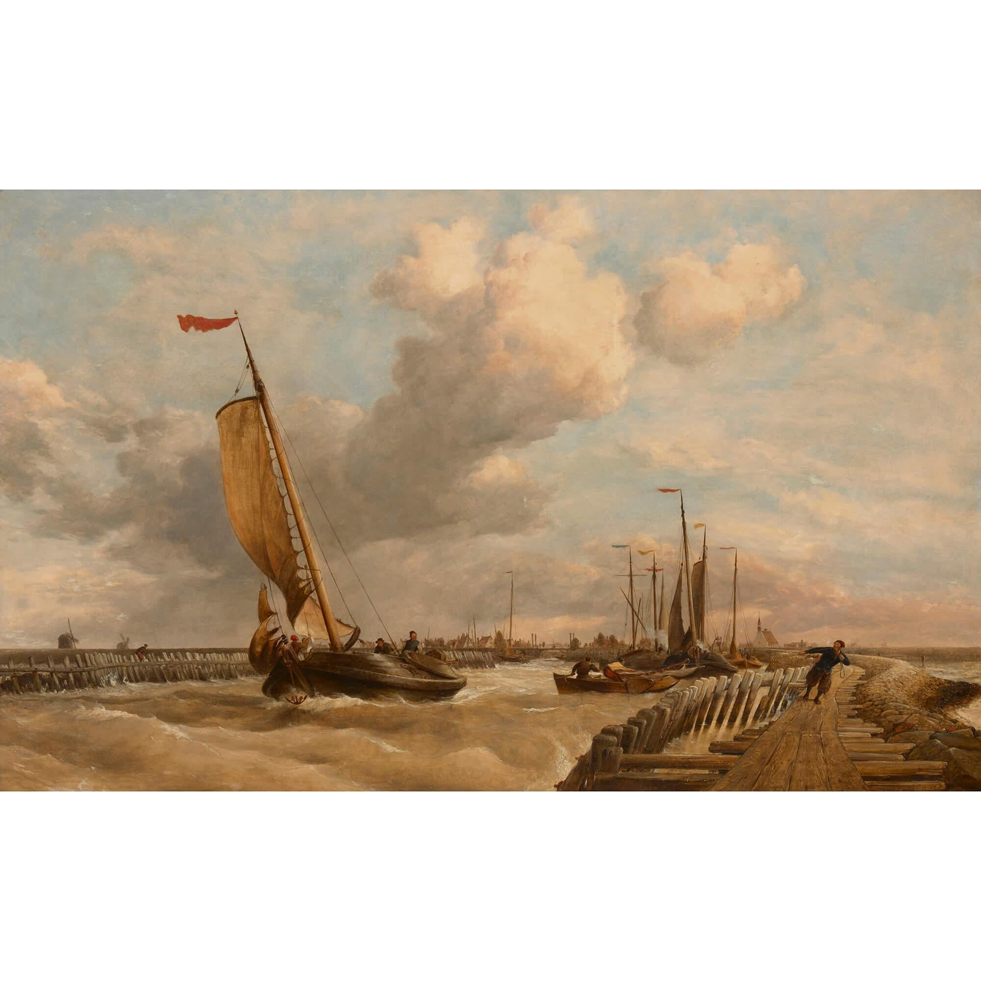 Grande peinture marine victorienne d'époque victorienne par Edward William Cooke, R.A. en vente 1