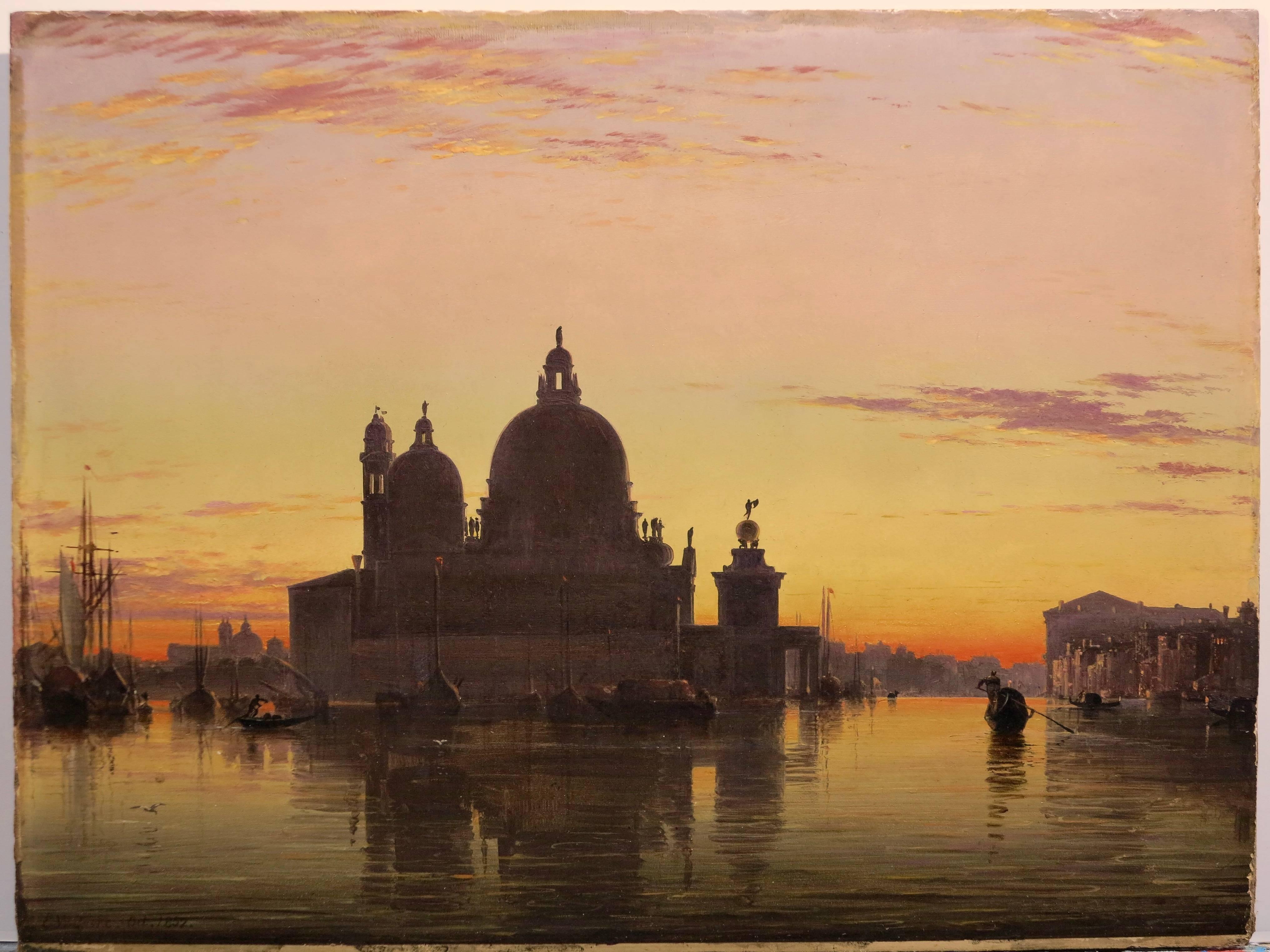 Santa Maria della Salute at Sunset, Venice - Painting by Edward William Cooke