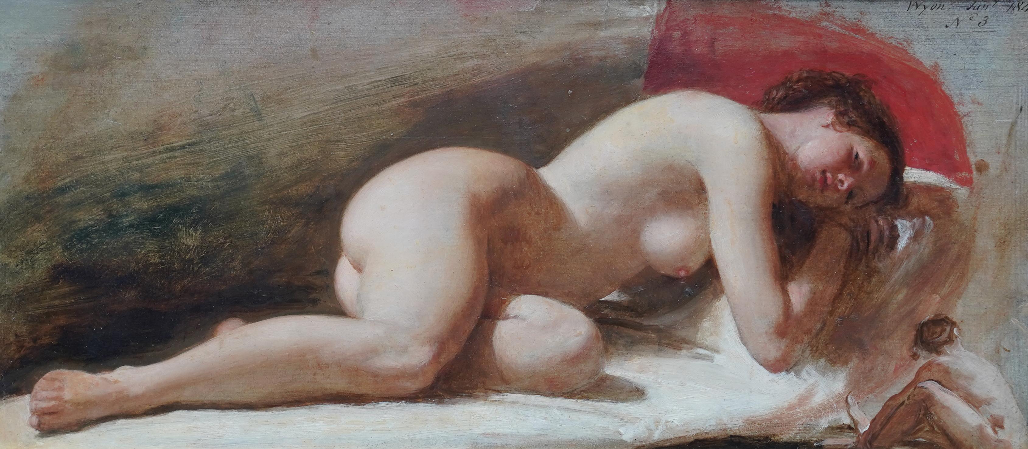 Portrait de femme nue couchée - peinture à l'huile victorienne britannique du 19e siècle - Painting de Edward William Wyon
