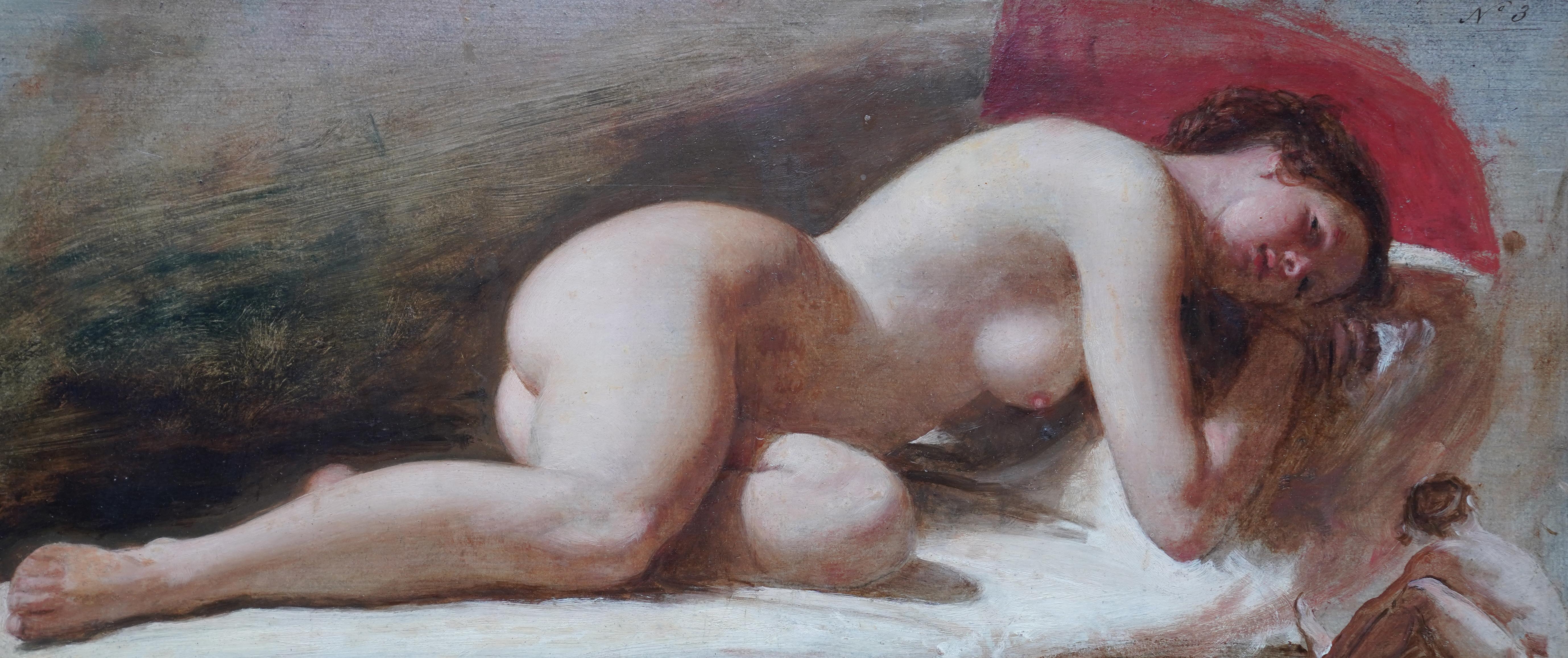 Portrait de femme nue couchée - peinture à l'huile victorienne britannique du 19e siècle - Réalisme Painting par Edward William Wyon