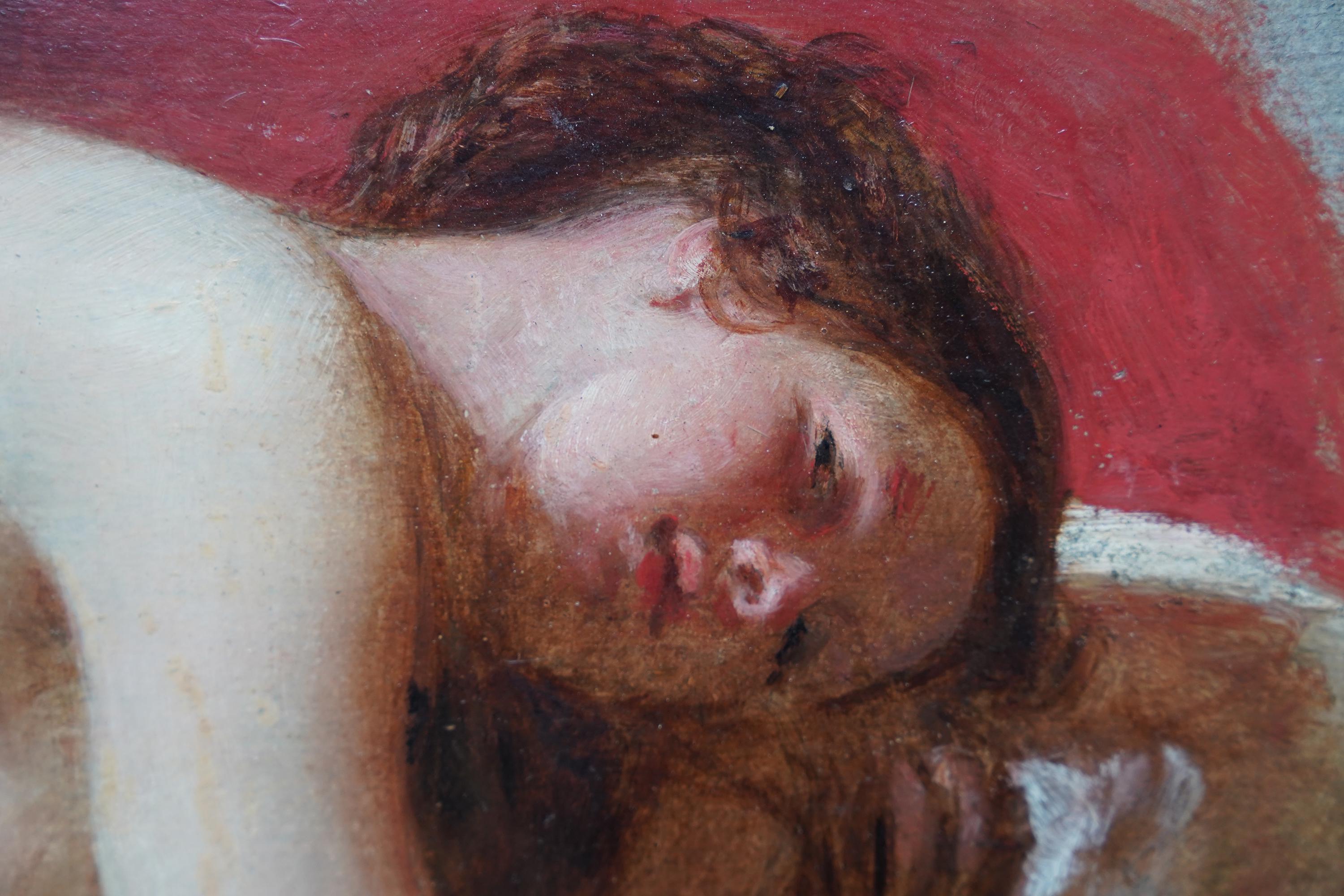 Lieges weibliches Porträt – britisches viktorianisches Ölgemälde des 19. Jahrhunderts im Angebot 3