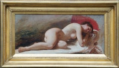 Reclining Nude Female Portrait - British 19th century Victorian art oil painting