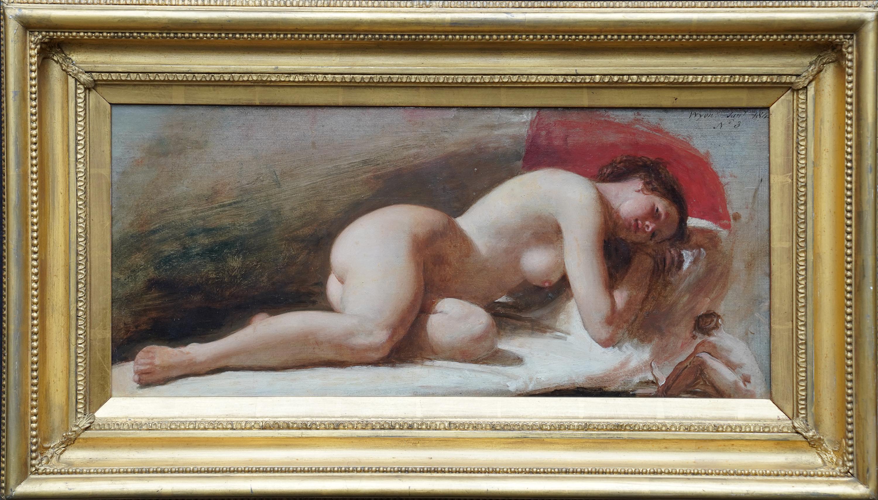 Edward William Wyon Nude Painting - Reclining Nude Female Portrait - British 19th century Victorian art oil painting