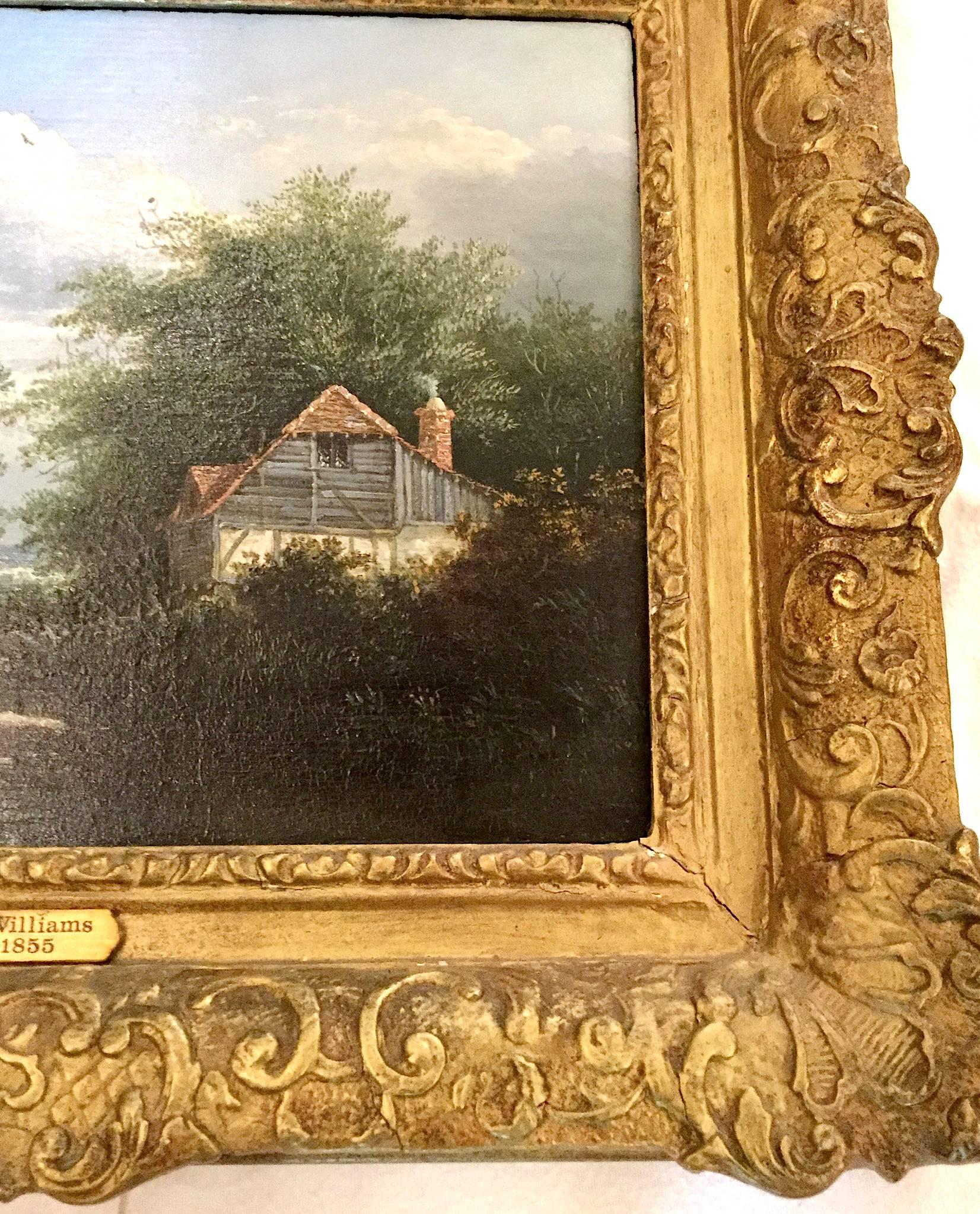 A Pair of English Landscapes Genre paintings Victorian by Edward Williams 3