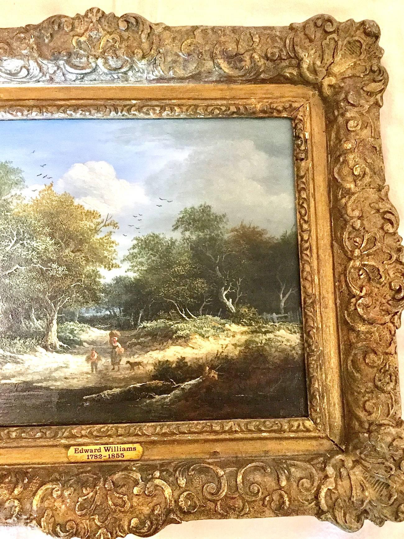A Pair of English Landscapes Genre paintings Victorian by Edward Williams 4