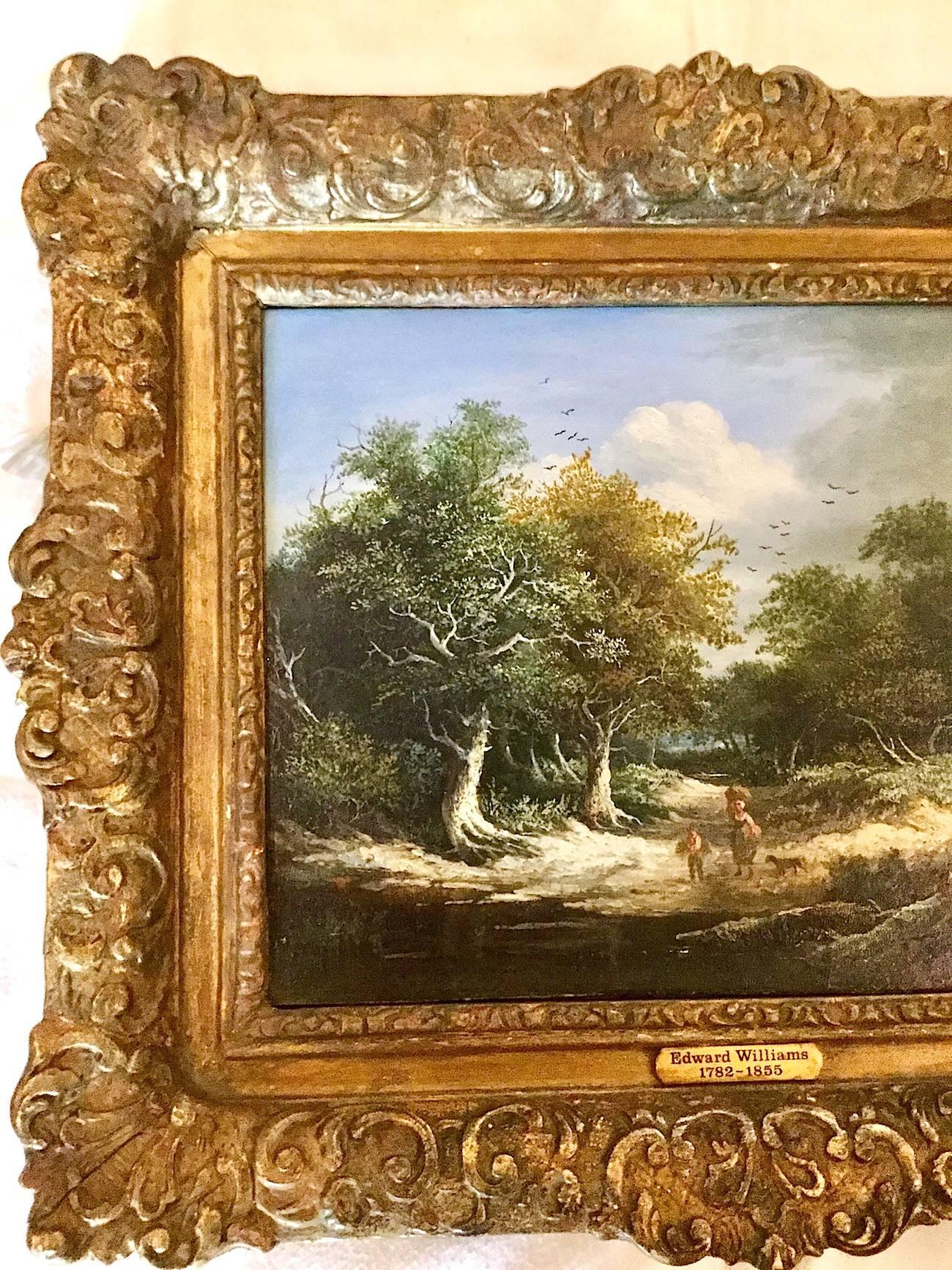 A Pair of English Landscapes Genre paintings Victorian by Edward Williams 5