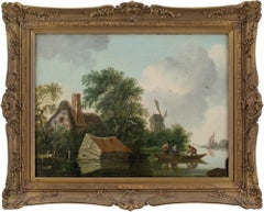 William Williams (Cerchio), Paesaggio fluviale con casetta di paglia e mulino a vento